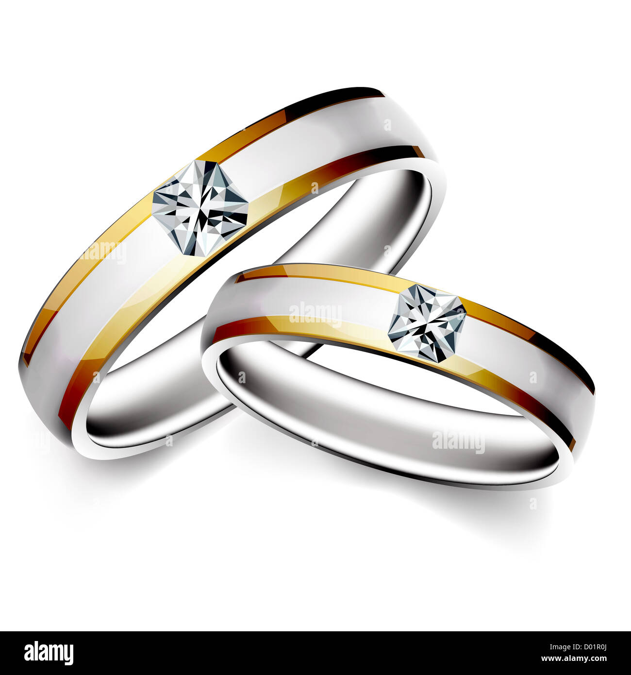 Illustrazione di anello di nozze su sfondo bianco Foto Stock