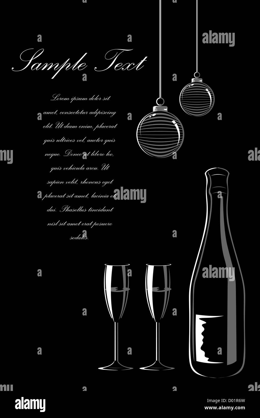 Illustrazione della scheda di partito con il vino Foto Stock