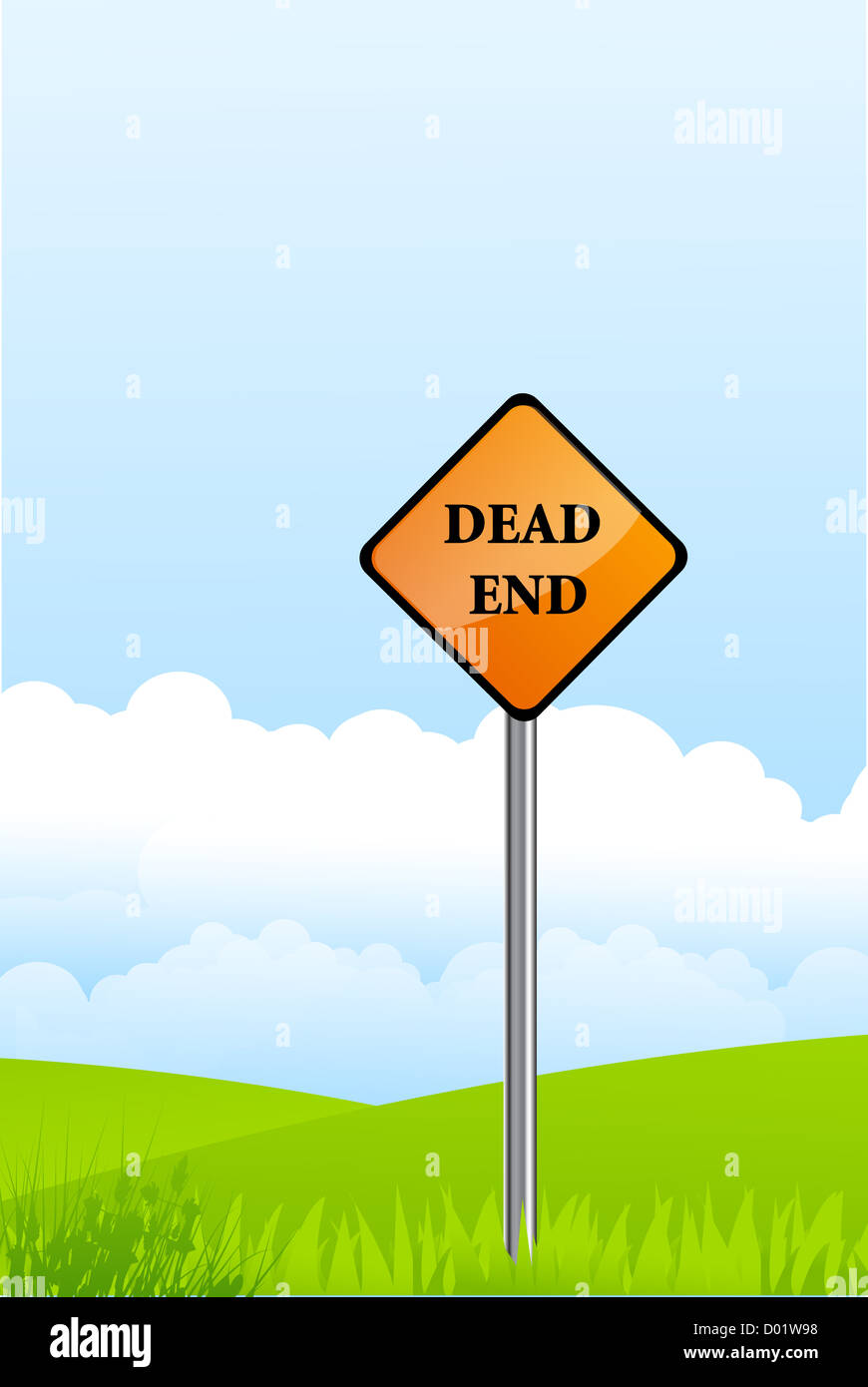 Illustrazione di dead end pole su sfondo naturale Foto Stock