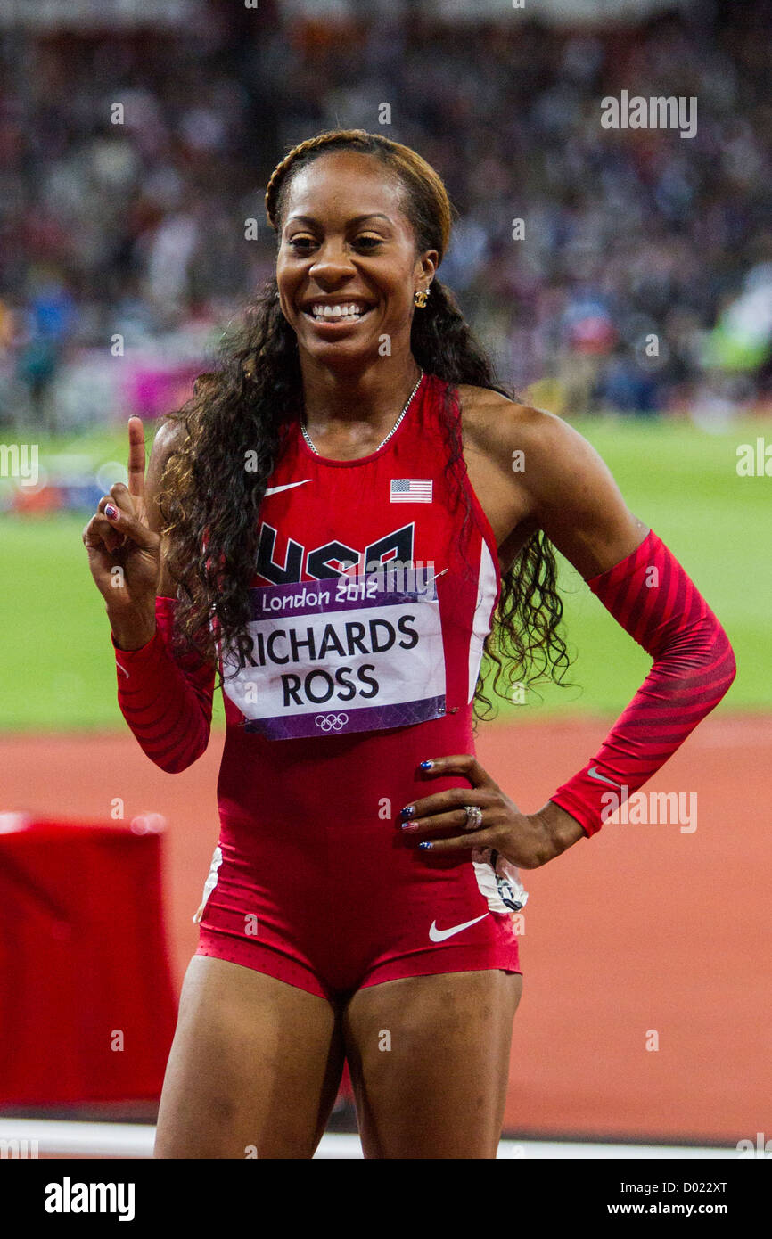 Sanya Richards-Ross (USA) medaglia d'oro in donne 400m a le Olimpiadi estive di Londra, 2012 Foto Stock
