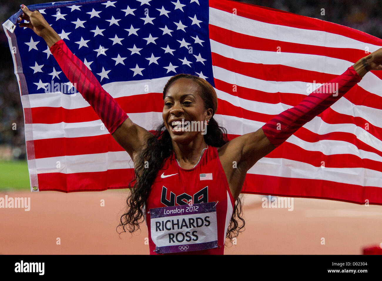 Sanya Richards-Ross (USA) medaglia d'oro in donne 400m a le Olimpiadi estive di Londra, 2012 Foto Stock