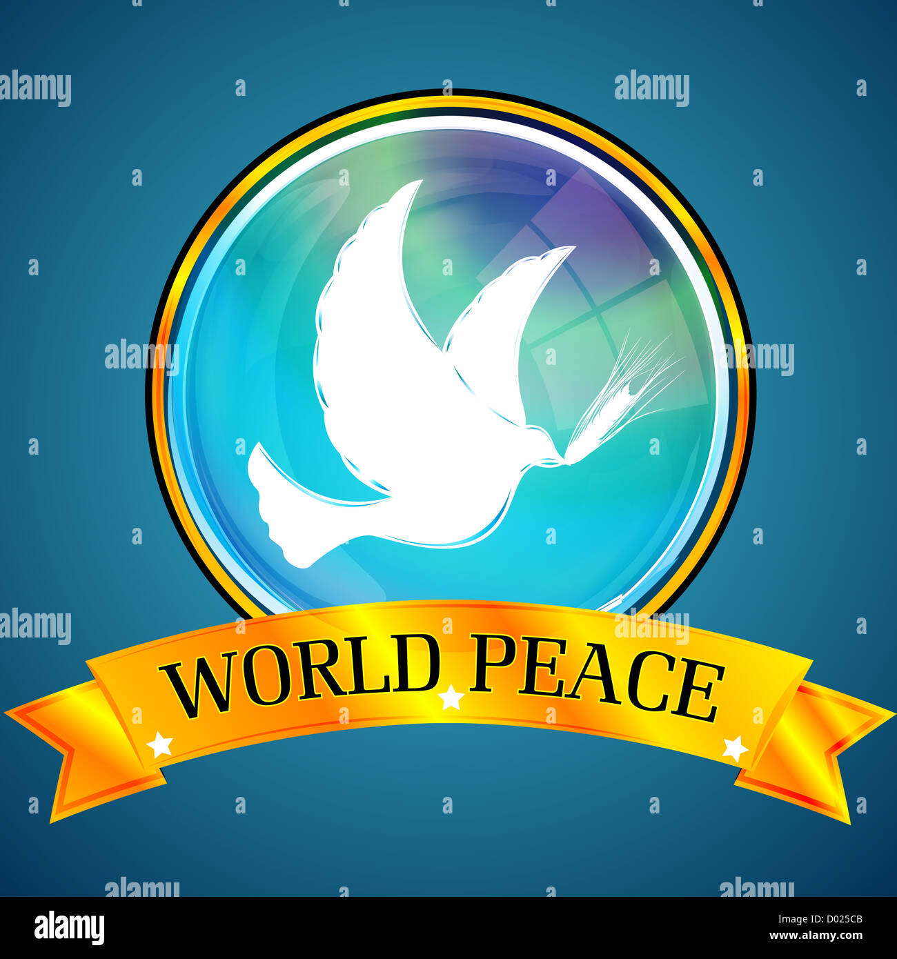 Illustrazione della pace mondiale con uccello su sfondo astratto Foto Stock
