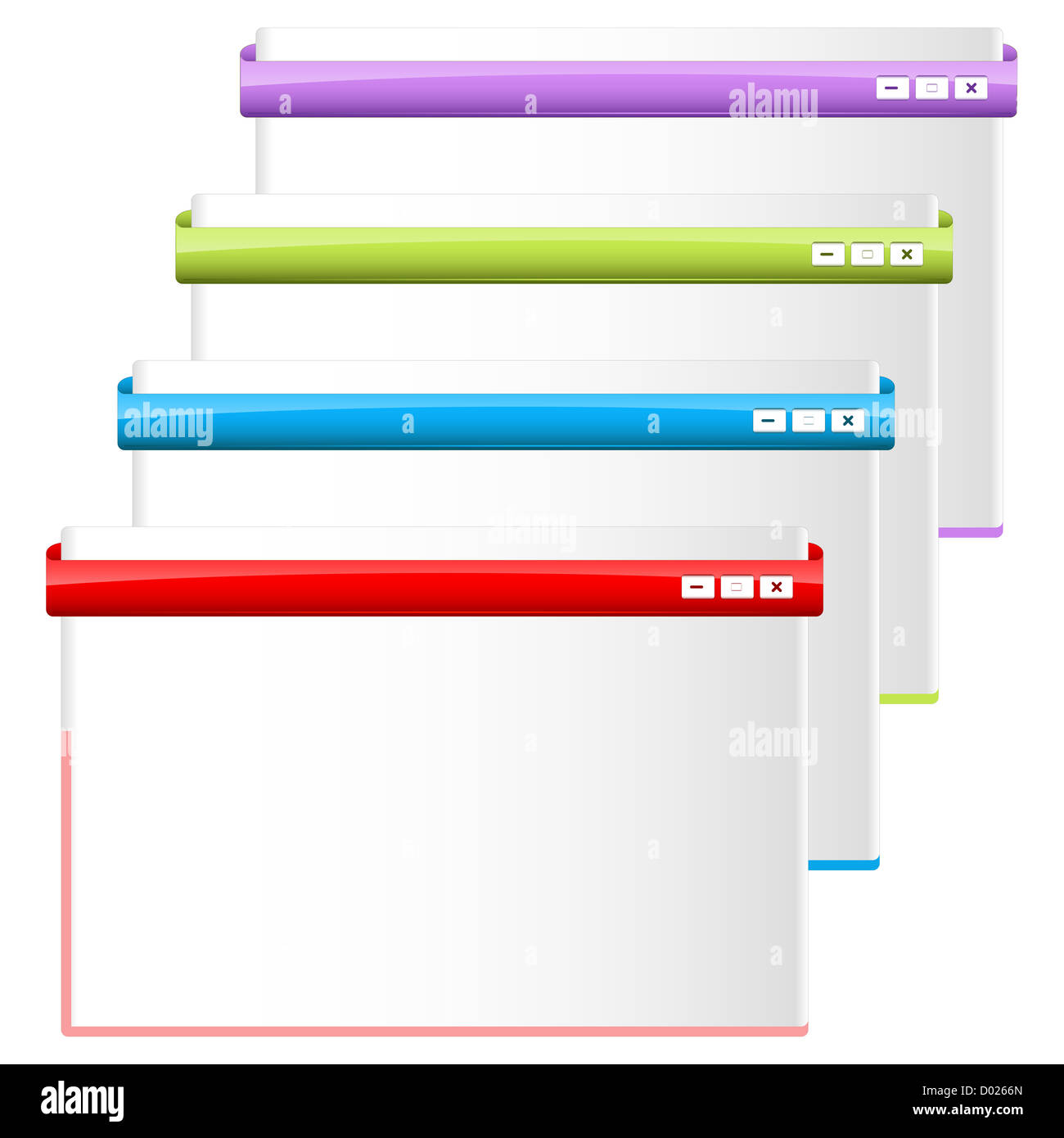 Illustrazione di diverse pagine web su sfondo bianco Foto Stock