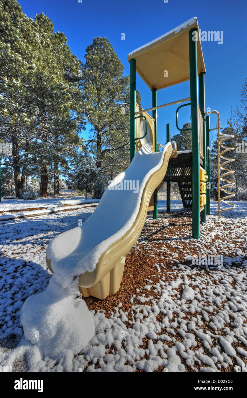 Attrezzature per parchi gioco sulla neve Foto Stock