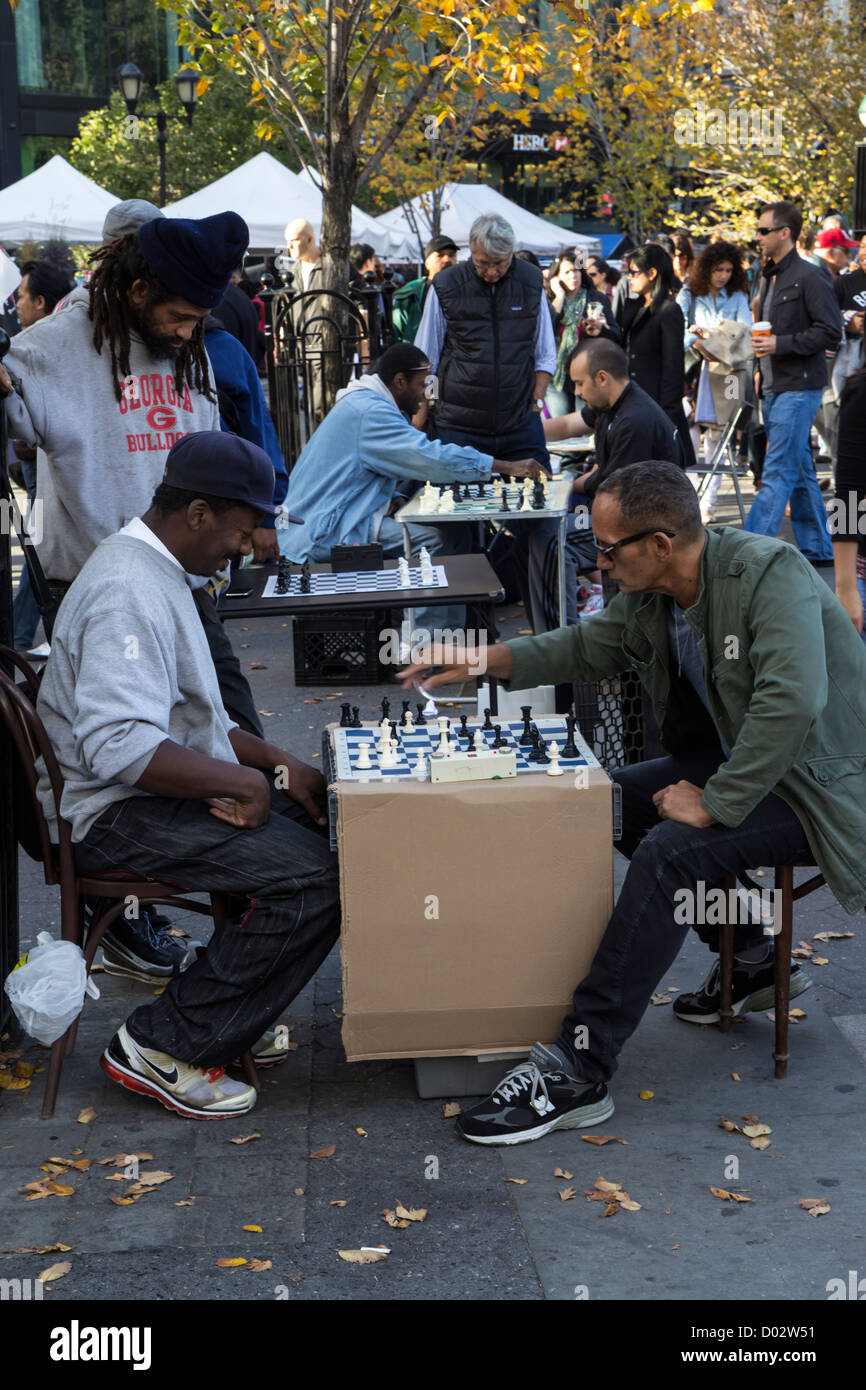 I giocatori di scacchi di Union Square Manhattan New York Foto Stock