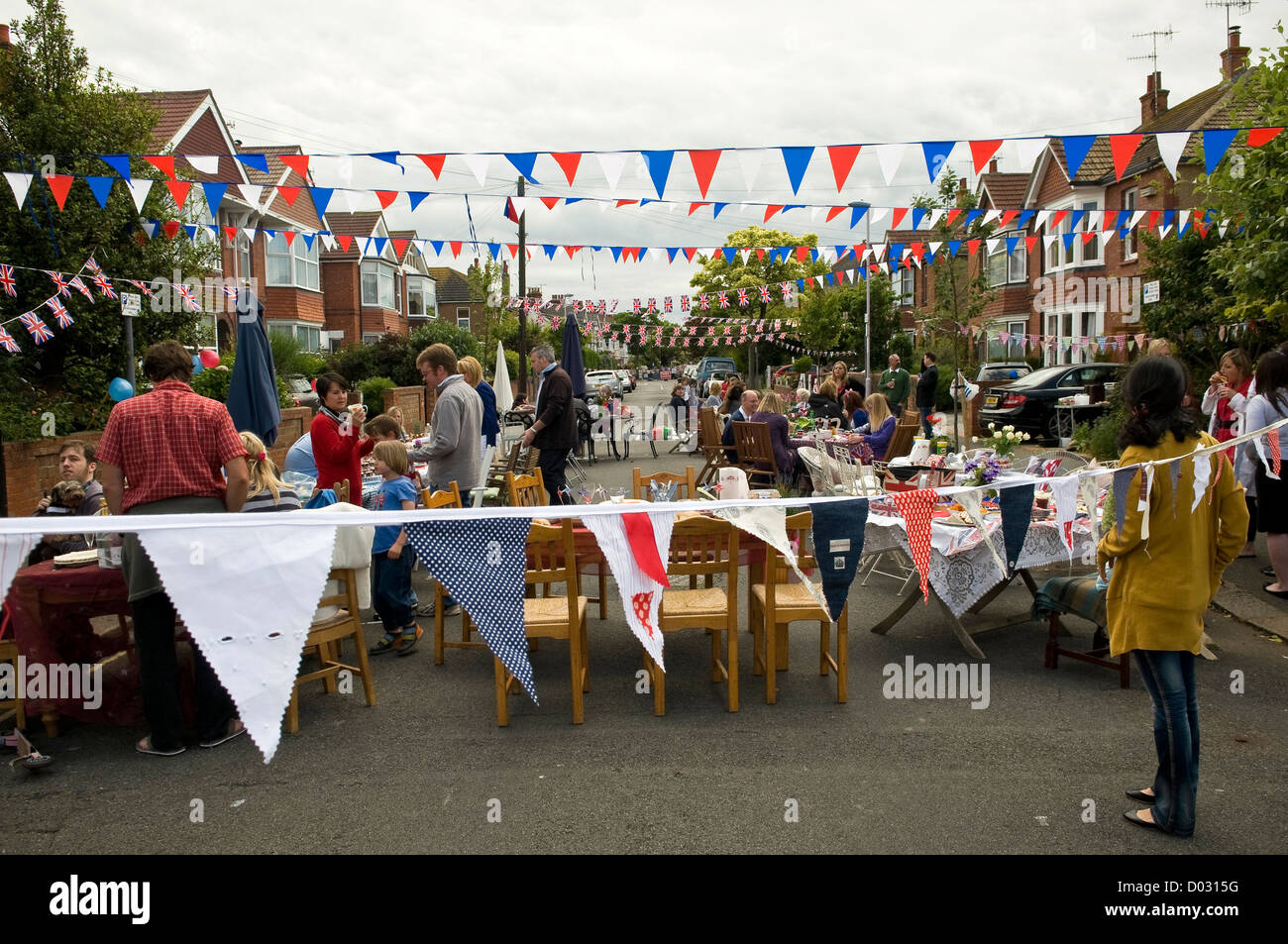 Street party per il Queen Elizabeth II del Giubileo di diamante in Worthing, West Sussex, Regno Unito Foto Stock