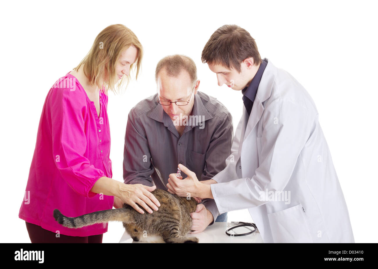 Le persone al medico veterinario Foto Stock