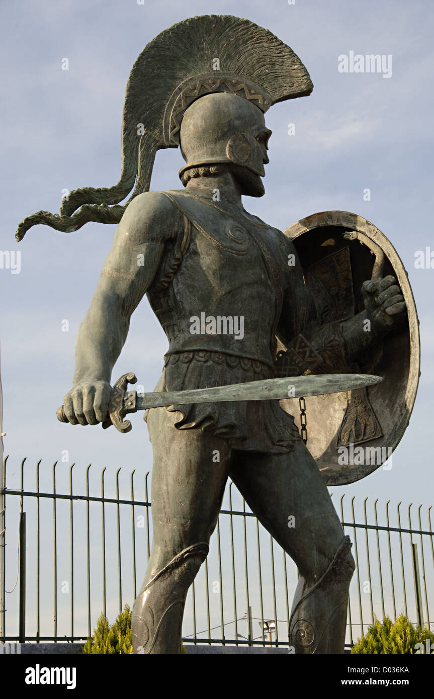 Leonidas MI (morto 480 BC). Eroe greco-re di Sparta. La leadership alla battaglia delle Termopili del. Monumento (1968). Sparta. La Grecia. Foto Stock