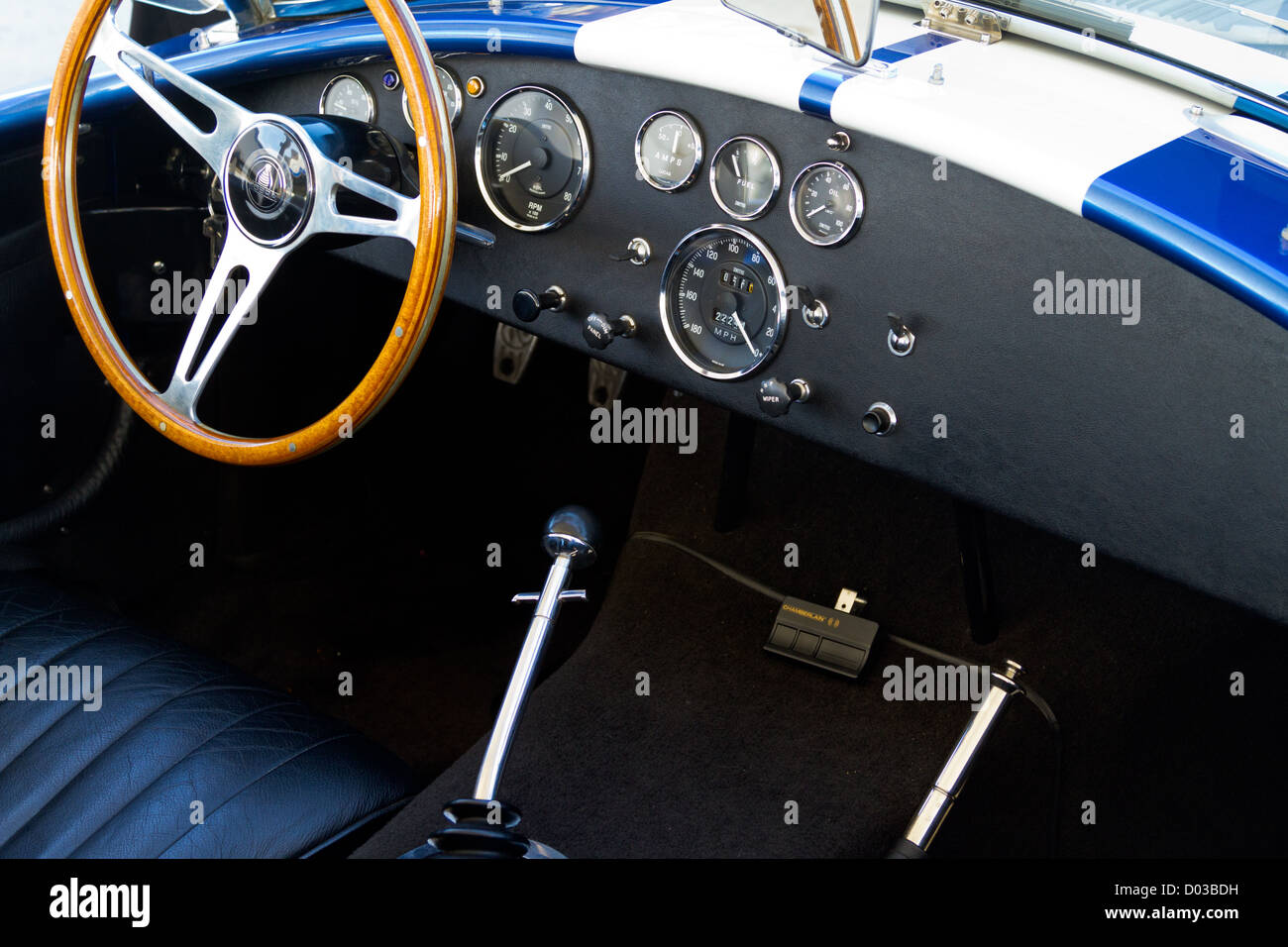 1965 Ford Shelby Cobra 427 dettaglio interni Foto Stock