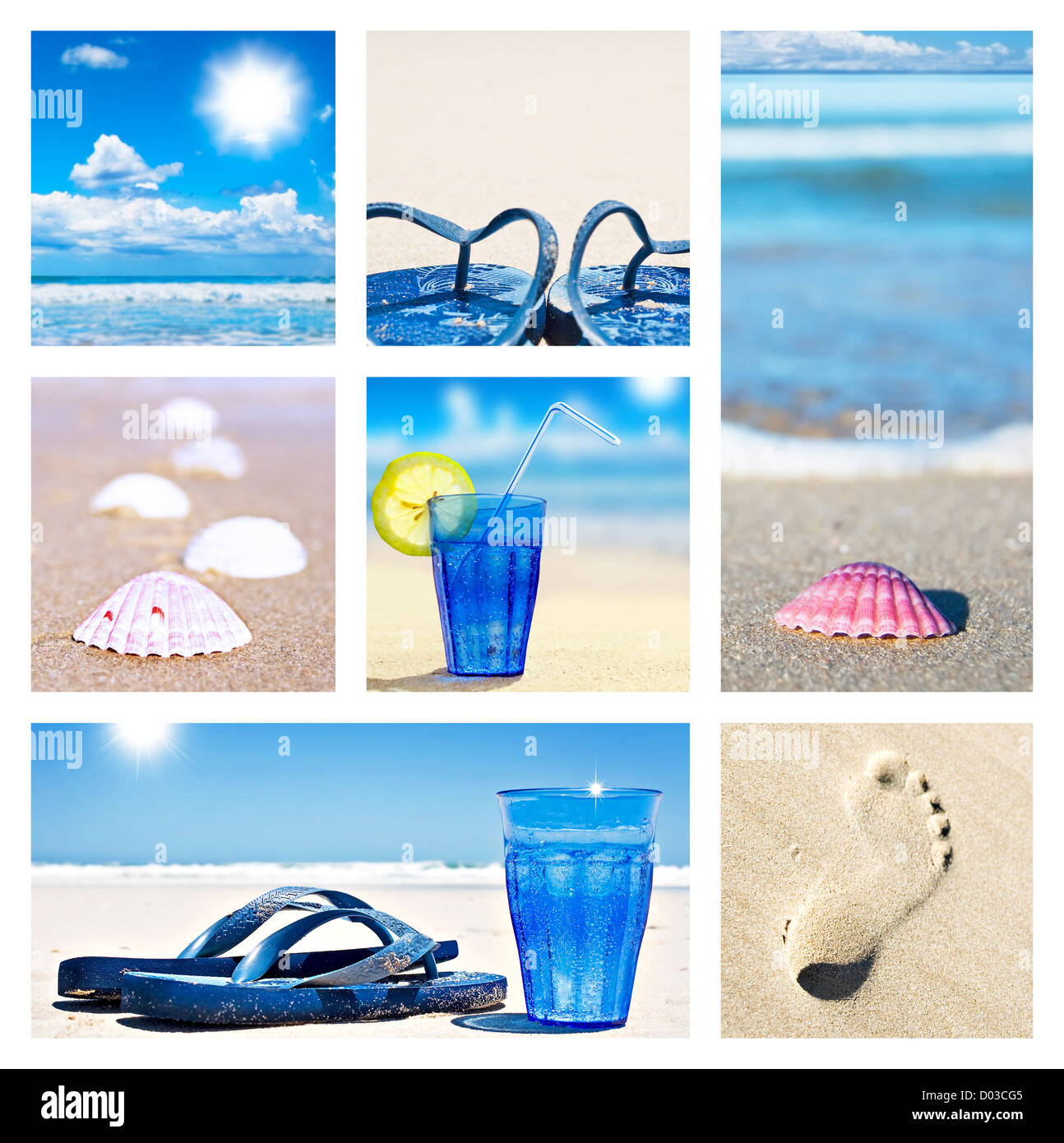Collage di vacanza in spiaggia scene Foto Stock