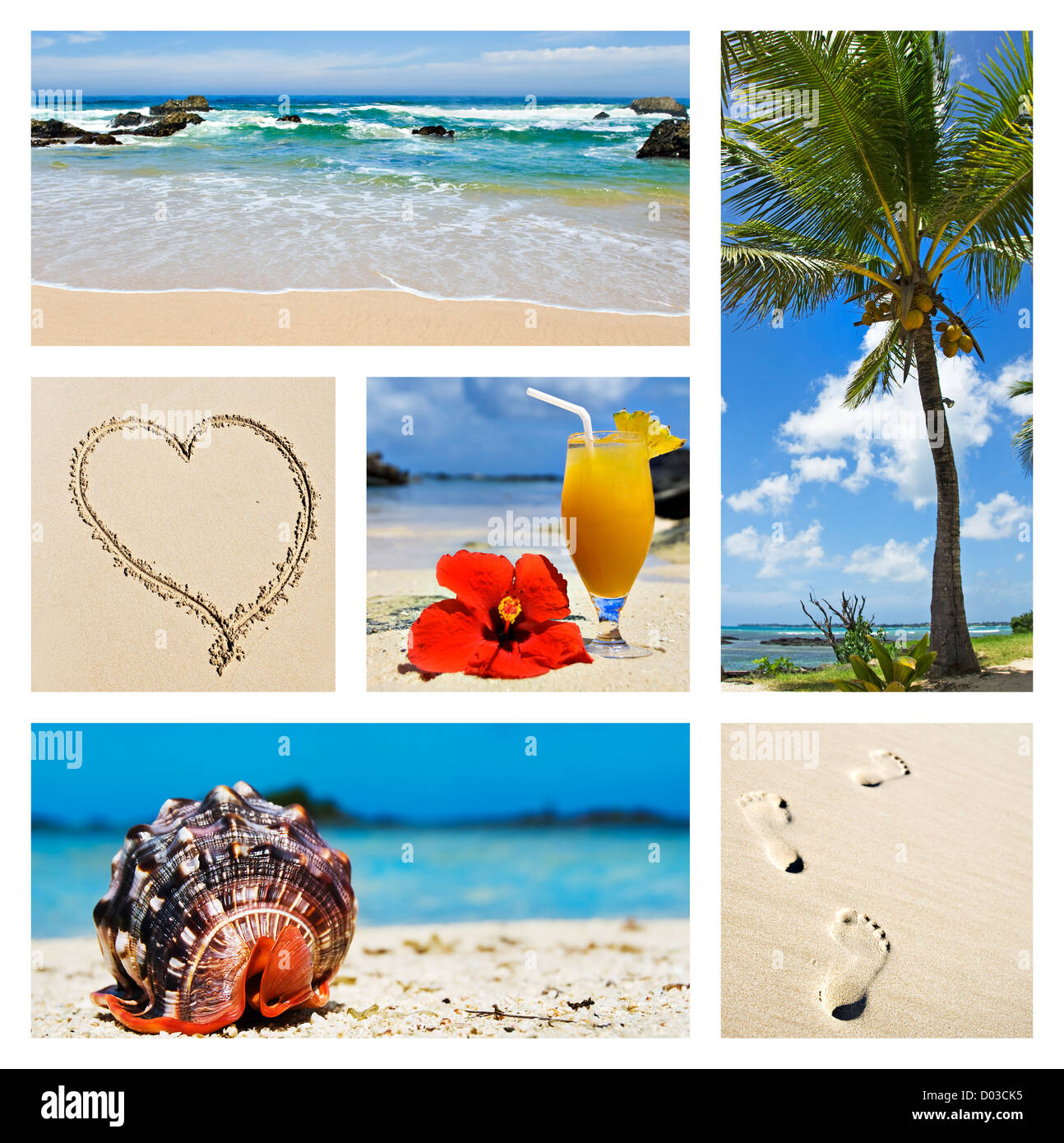 Collage di isola tropicale scene Foto Stock