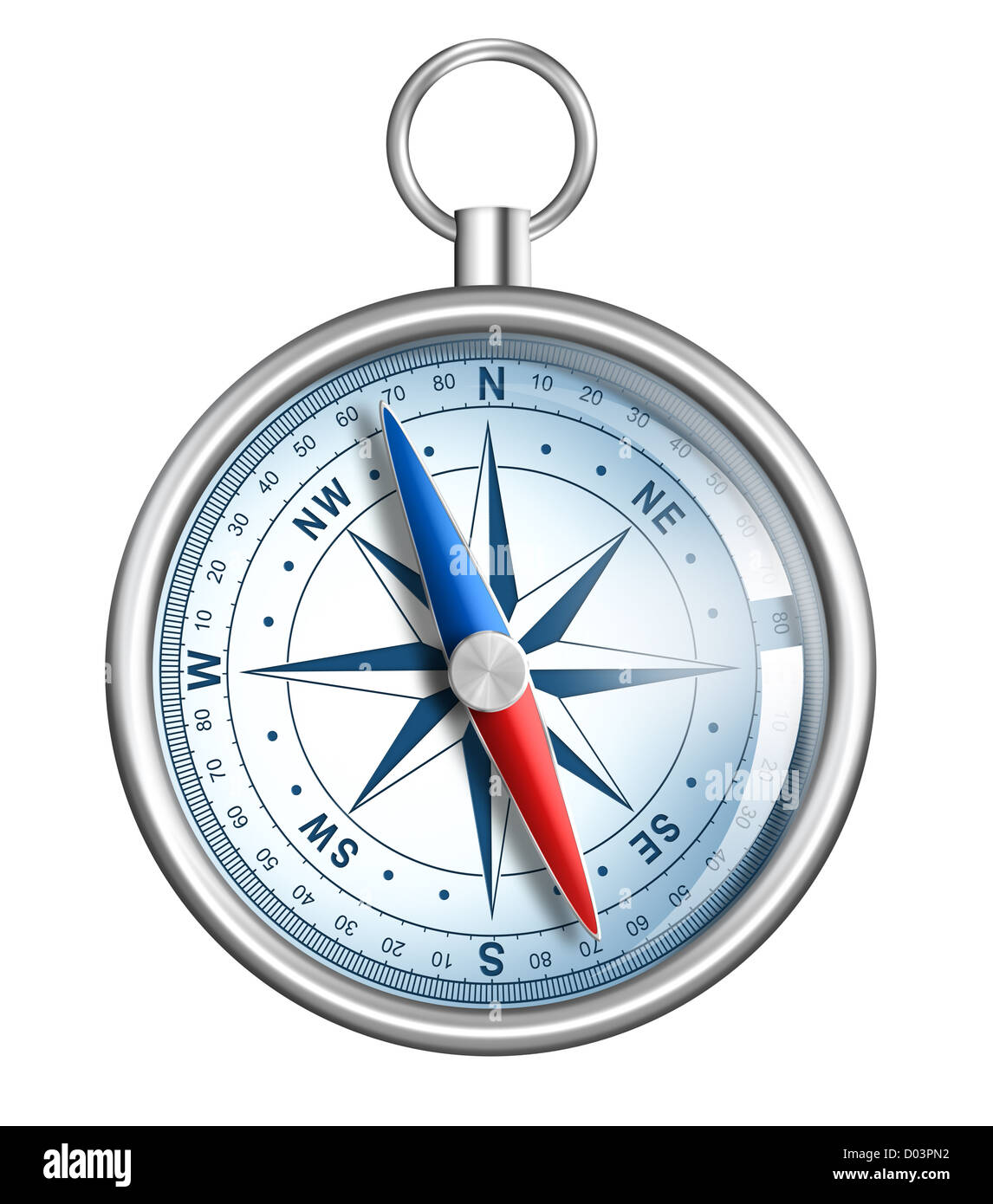 Bussola isolate su bianco illustrazione realistica Foto Stock