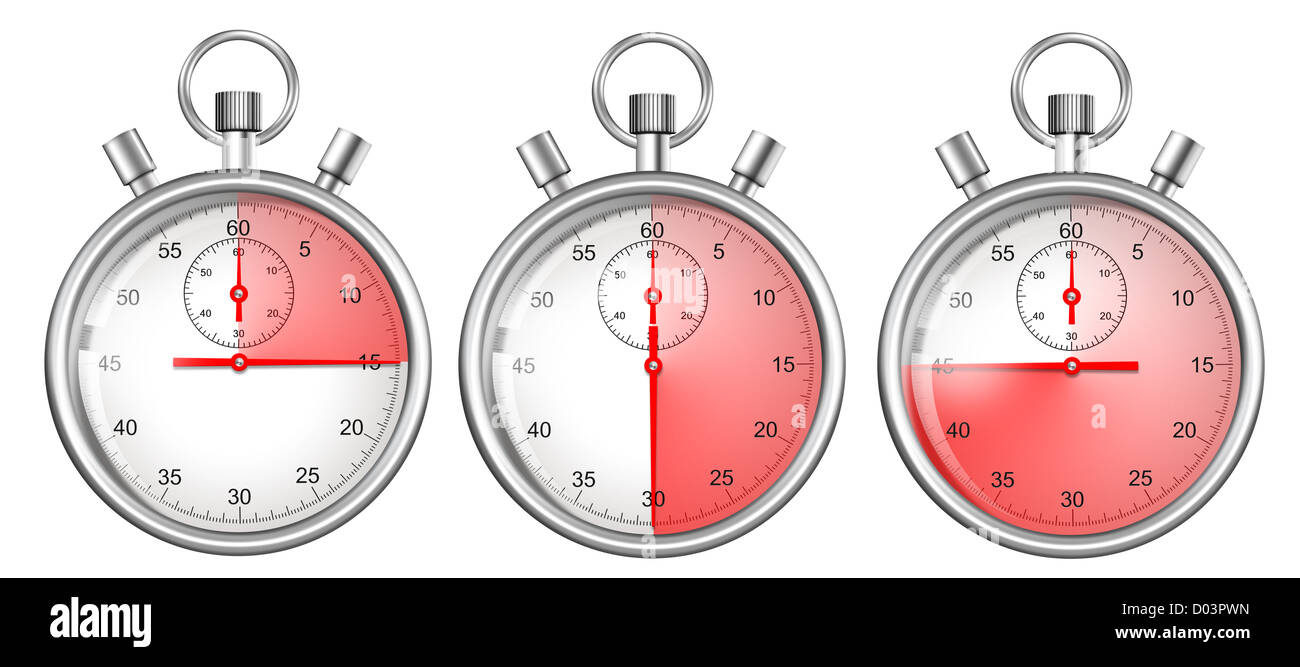 Cronometri impostare isolato su bianco con 15, 30, 45 secondi periodo evidenziata Foto Stock