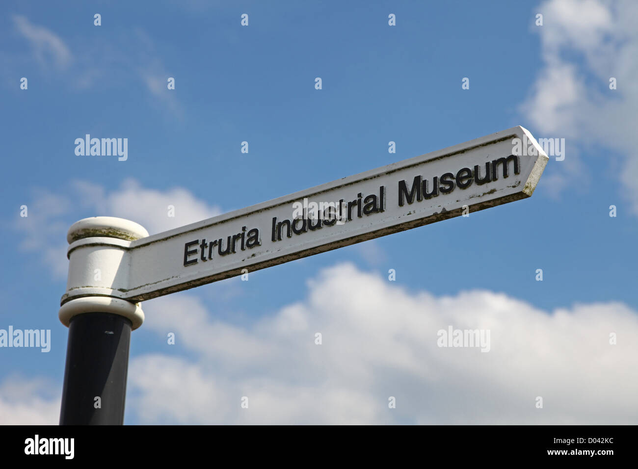 Un segno posto al di fuori di Etruria Industrial Museum, Etruria, Stoke-on-Trent, North Staffs, England, Regno Unito Foto Stock
