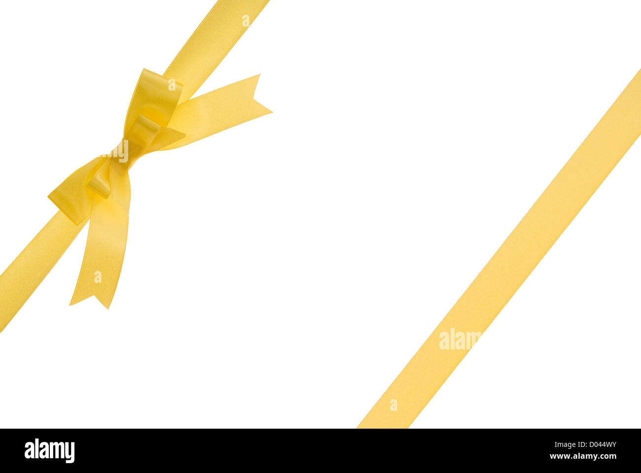 Nastro giallo con prua giallo sul dono Foto Stock