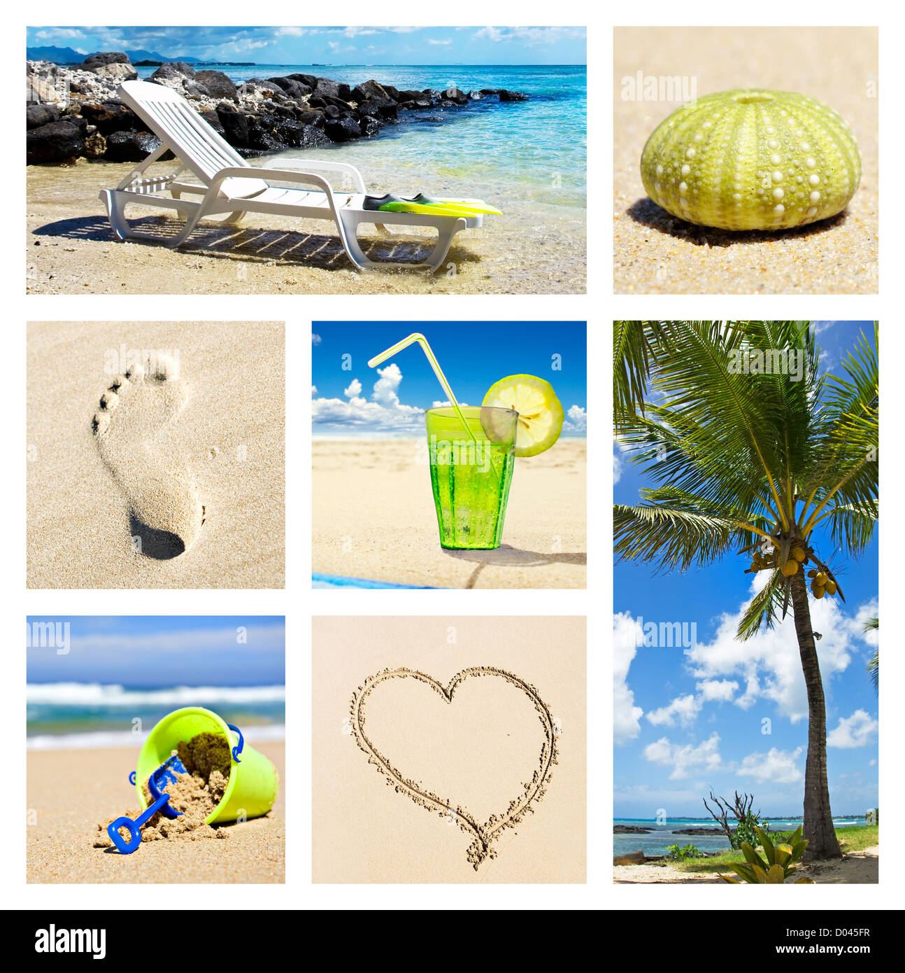 Collage di diverse estate vacanze in spiaggia scene Foto Stock