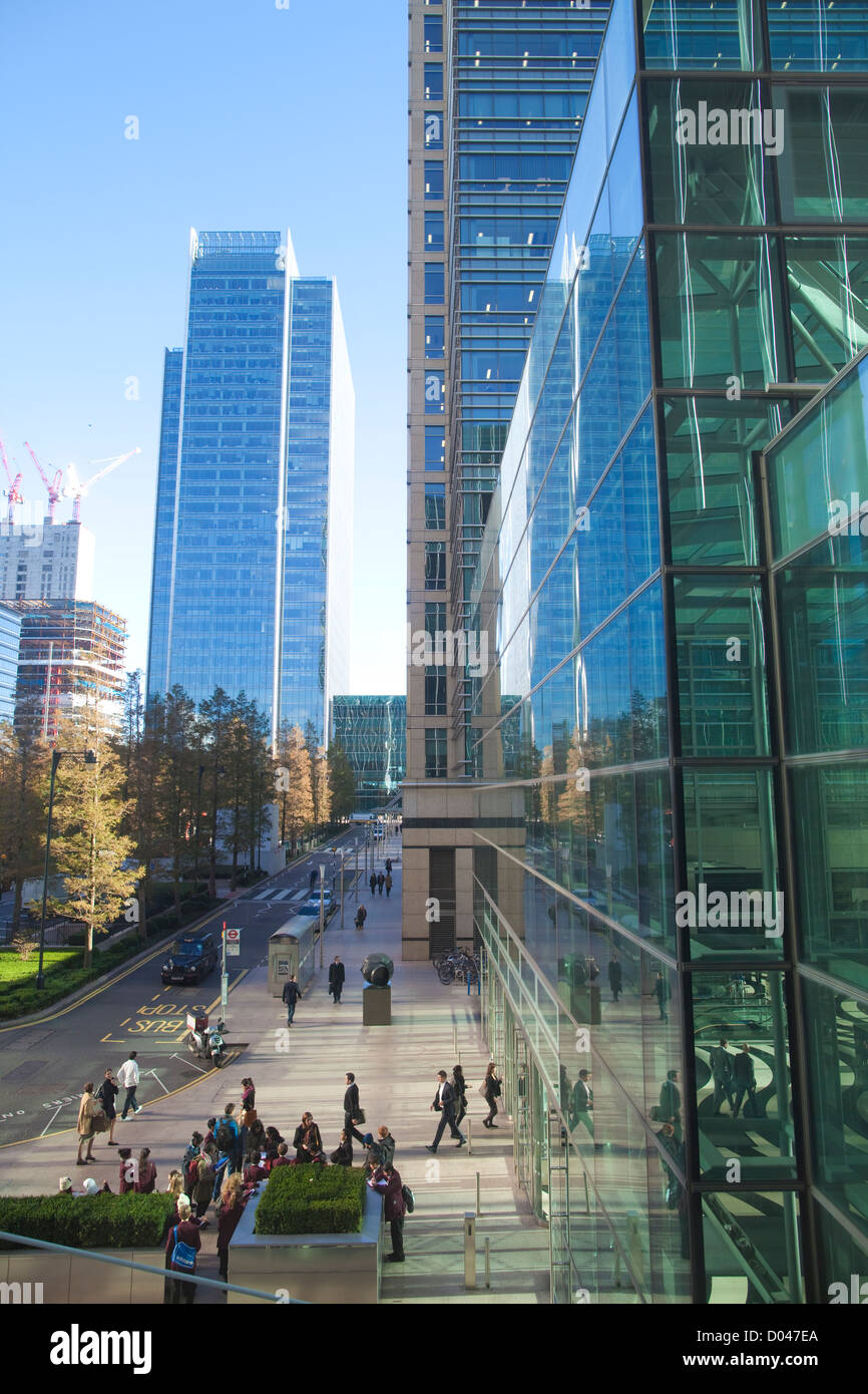 Canary Wharf, il quartiere finanziario di Londra, Isle of Dogs, England, Regno Unito Foto Stock