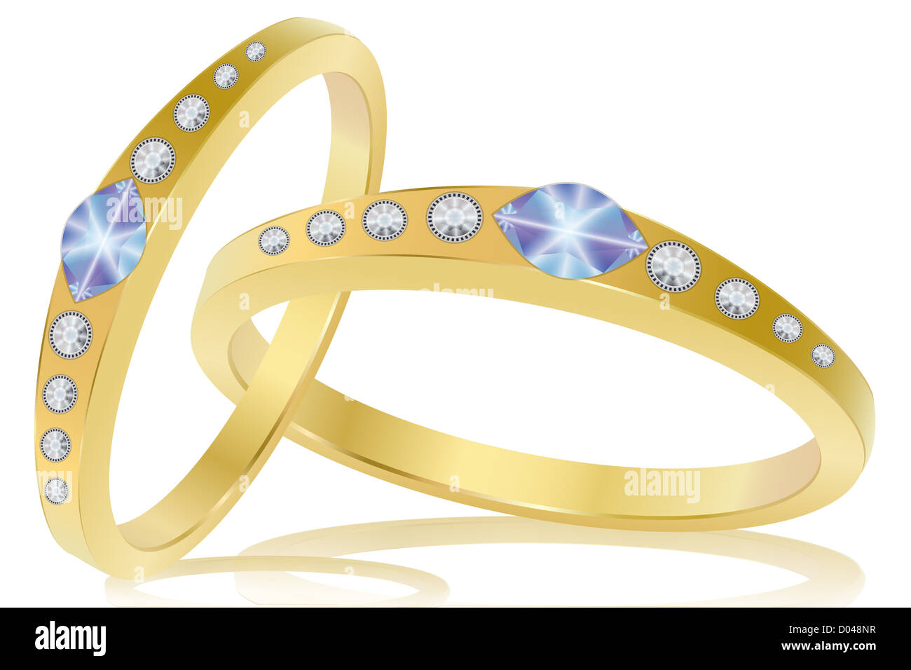 Illustrazione dell'anello di fidanzamento su sfondo bianco Foto Stock