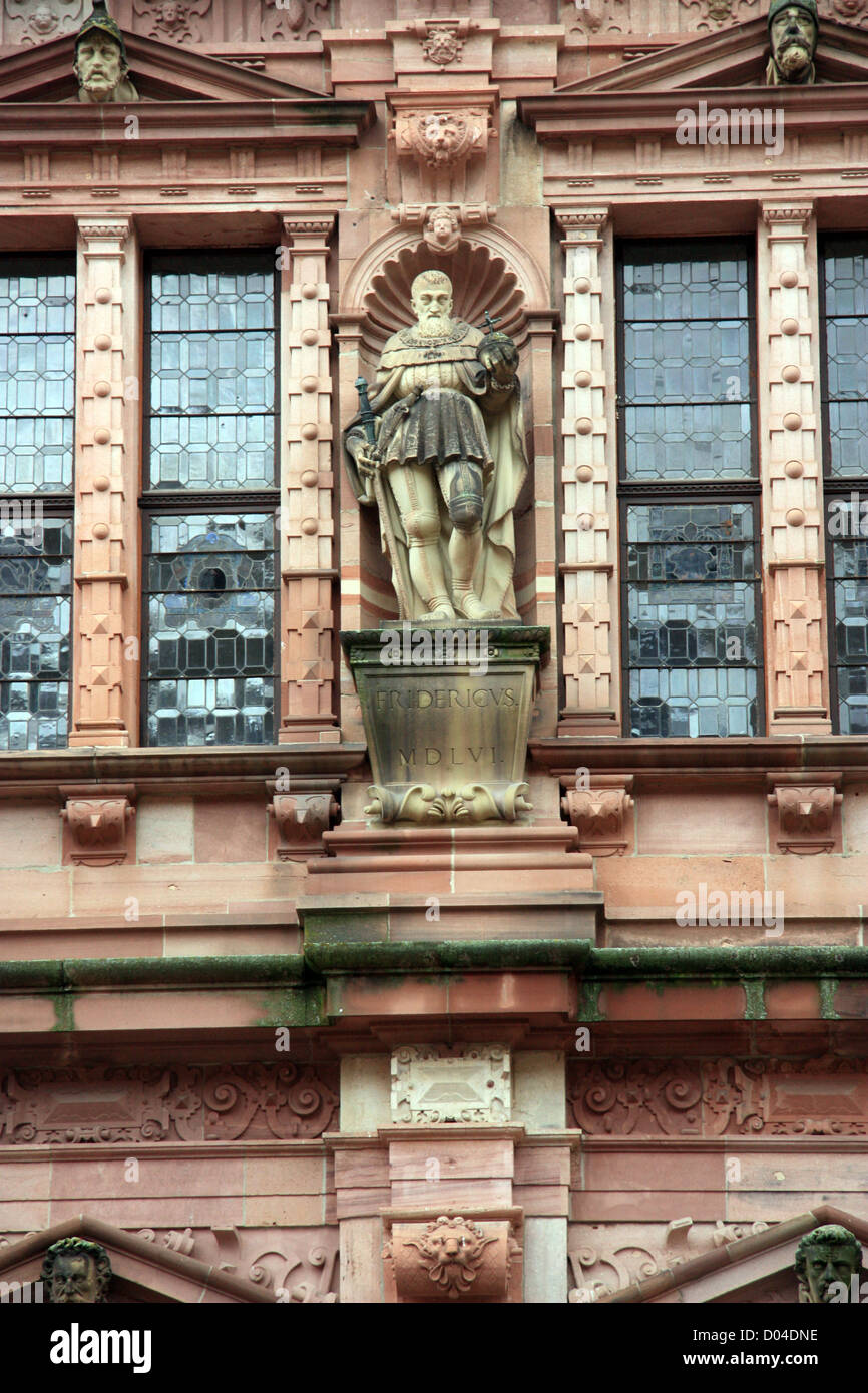 Statua di Heidelberg Castle fortezza scultura medievale Foto Stock