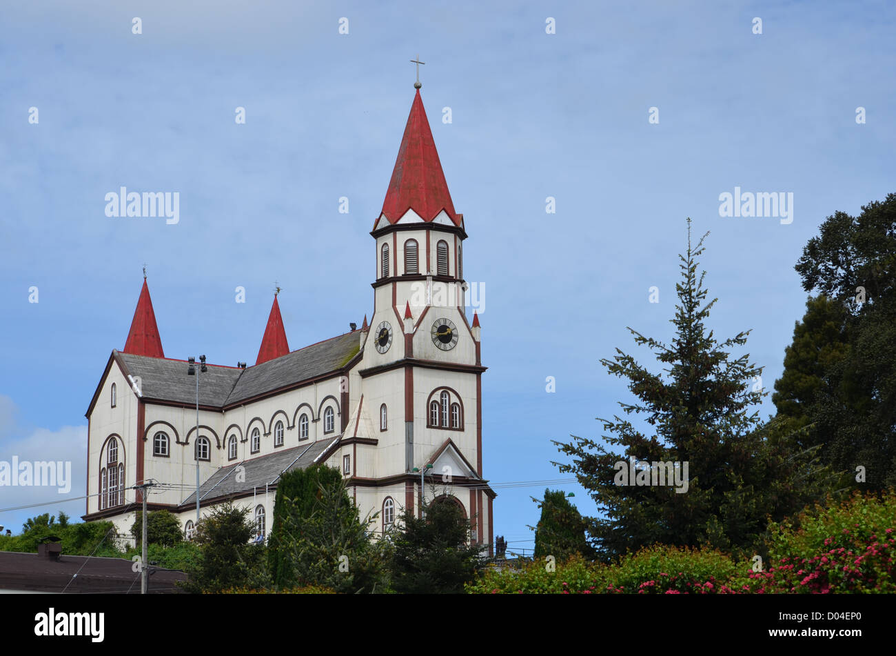 Chiesa del Sacro Cuore di Gesù, Puerto Varas, Cile, Los Lagos regione della Patagonia Foto Stock