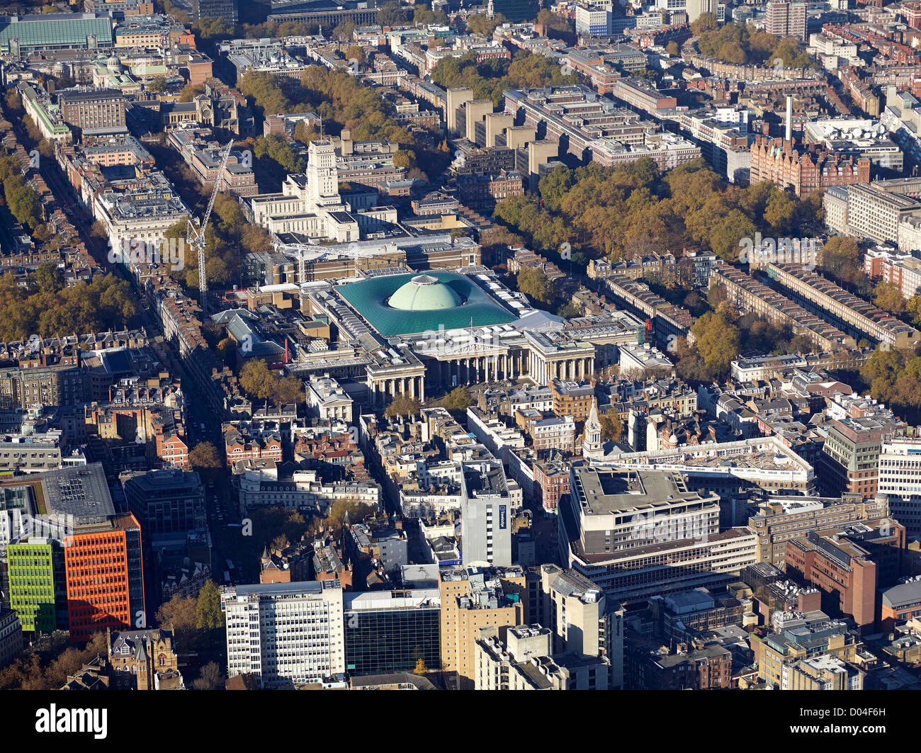 Il British Museum dall'aria, Bloomsbury, London, England Regno Unito mostra il nuovo grande corte Foto Stock