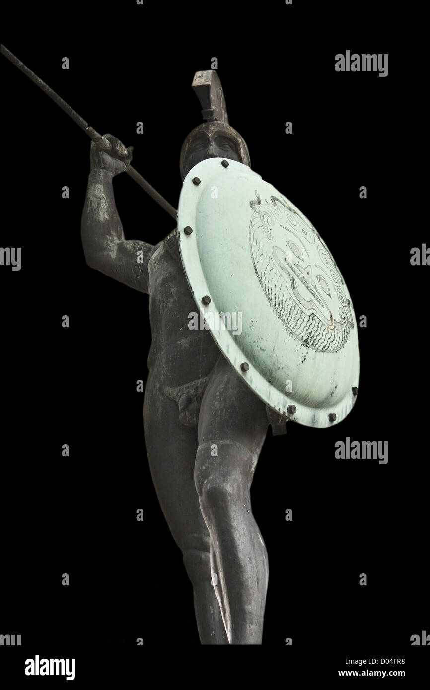 Leonidas statua presso il monumento Thermopyles in Grecia Foto Stock