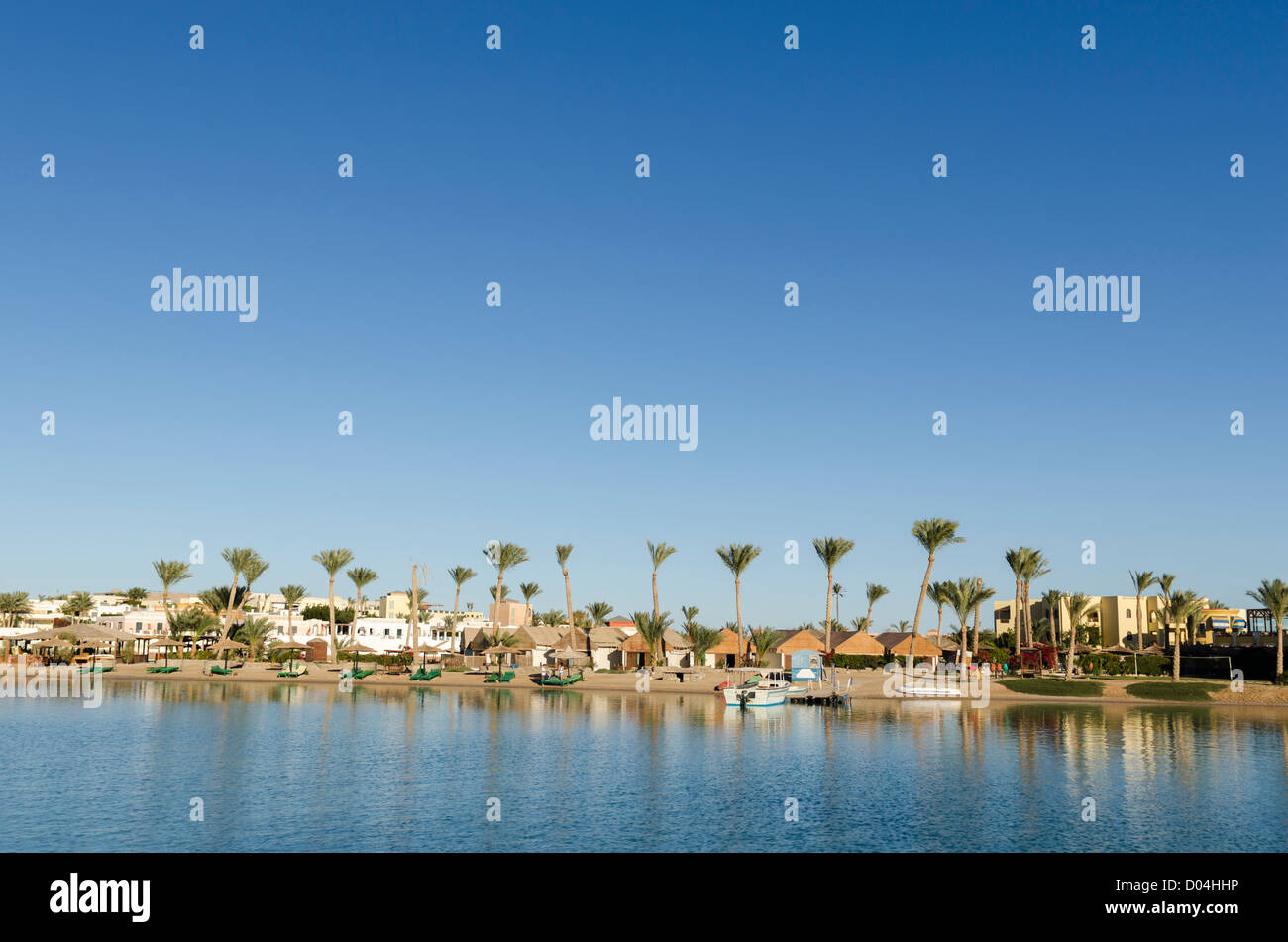 [El Gouna] [mar rosso] beach hotel barca Mare del canale Foto Stock