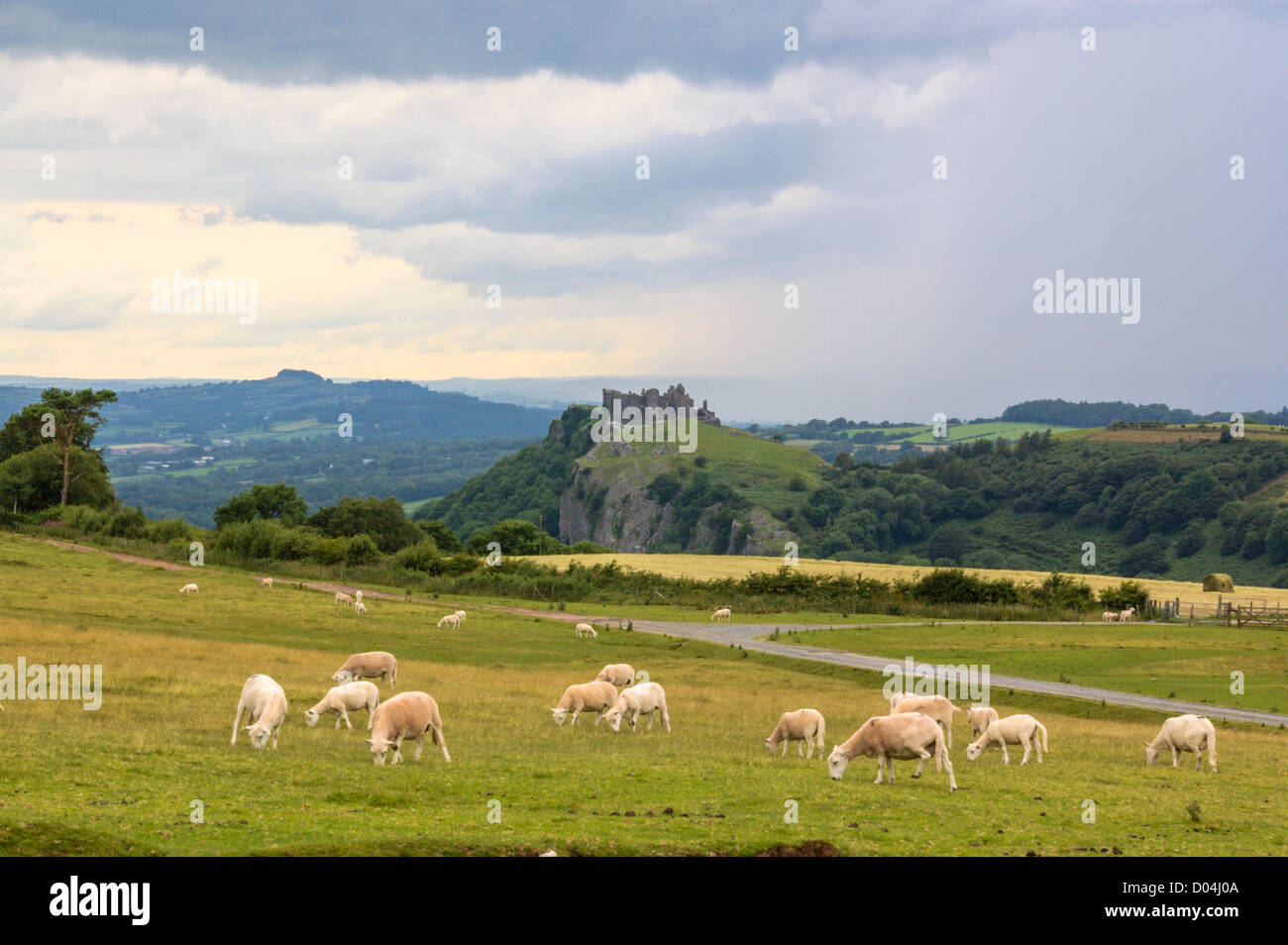 Carreg Cennen Castle in Carmarthenshire. Costruito dal Welsh Signori di Deheubarth, cadde al re Edoardo I di Inghilterra nel 1277. Foto Stock