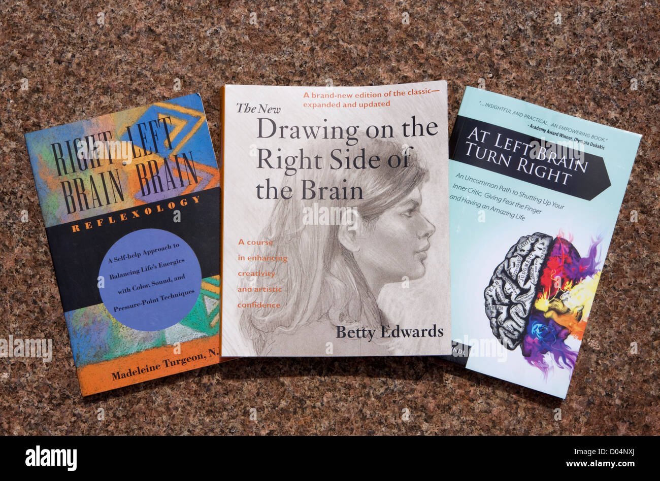 Libri di successo che si occupano di dominanza emisfero noto come 'cervello destro " e " Sinistra del cervello" la teoria. Foto Stock