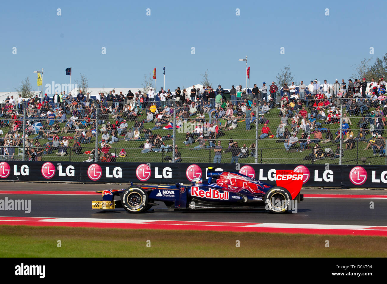 Il driver francese Jean-Eric Vergne alla sessione di prove per il Gran Premio degli Stati Uniti presso il circuito delle Americhe via di Austin Foto Stock