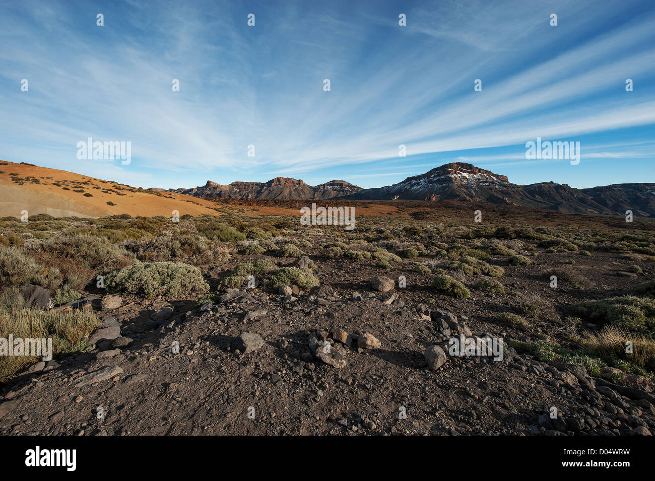 Visualizzare deserto vulcanico, montagne nelle isole Canarie Foto Stock