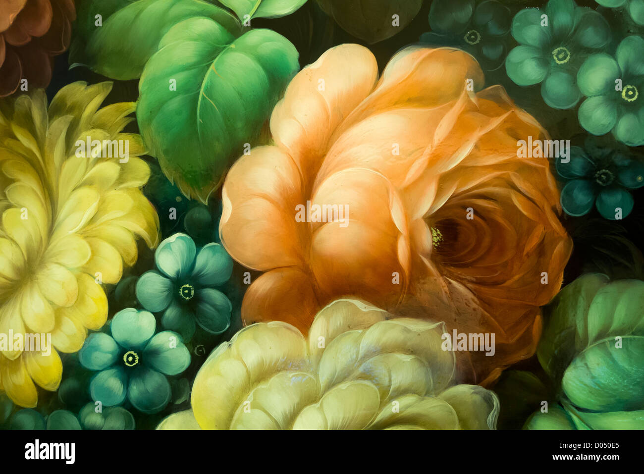 Dettaglio da dipinto e vassoio laccato (1976) da Nikolay Nikolaevich Mazhaev (1937-2000), il Museo Russo Foto Stock