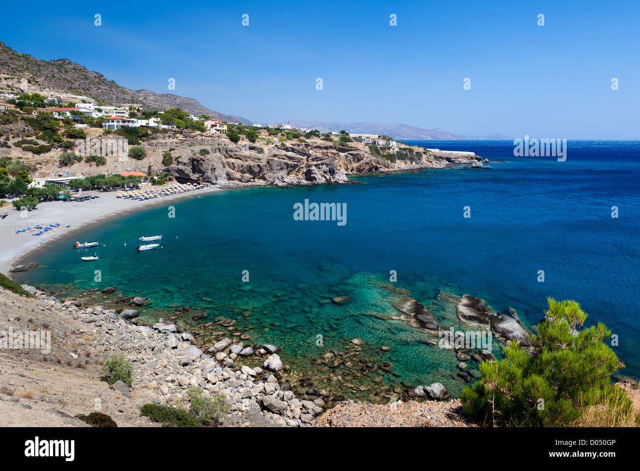 La costa del mare dell'isola di Creta da mar Libico Foto Stock