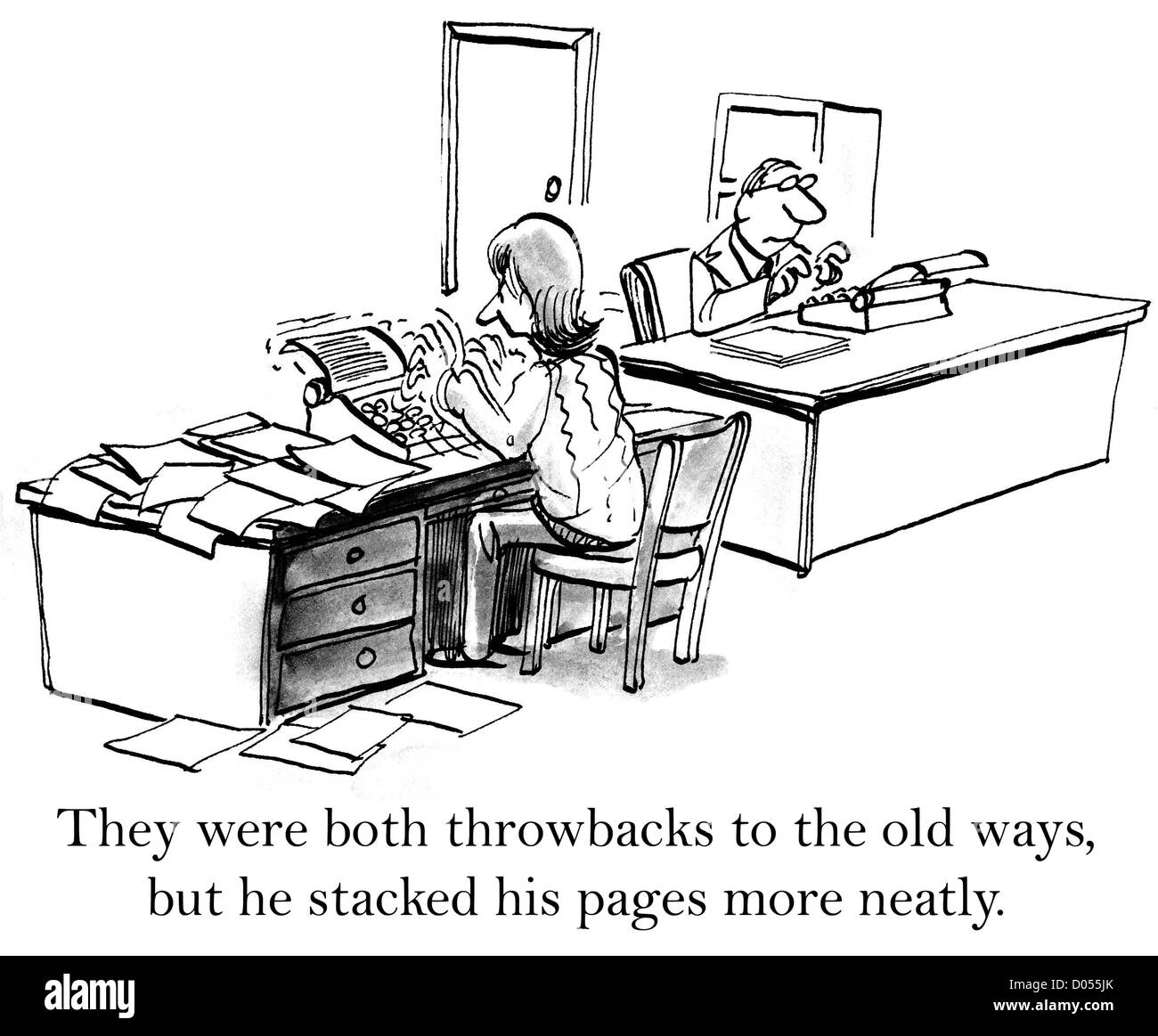 Essi sono stati entrambi throwbacks ai vecchi metodi, ma egli impilate le sue pagine più ordinatamente. Foto Stock