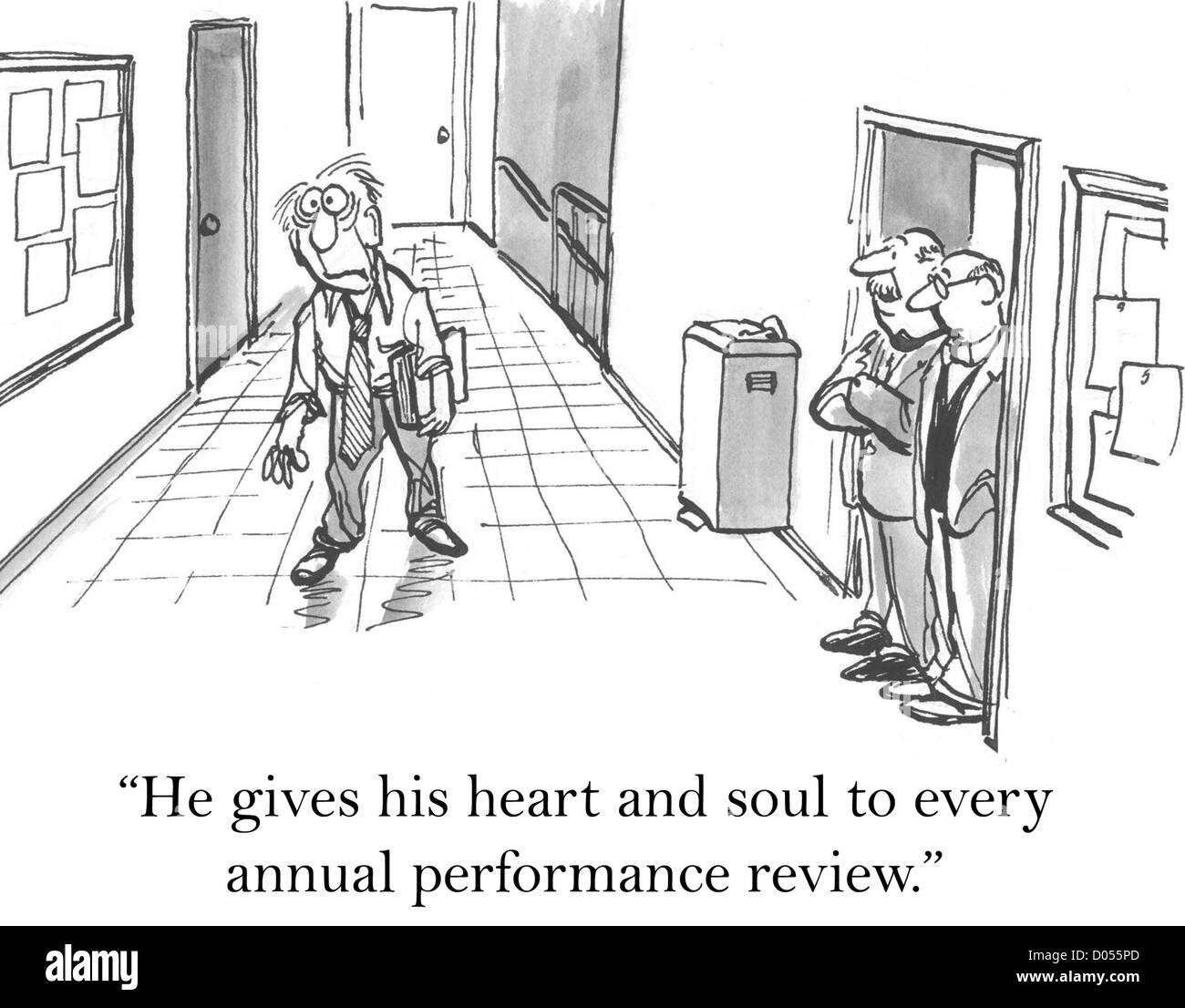 "Egli dona il suo cuore e la sua anima per ogni revisione annuale delle prestazioni." Foto Stock