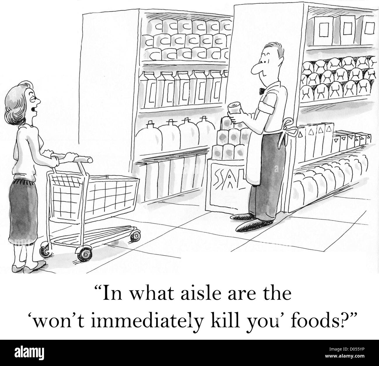 "In quale corsia sono il non uccidere immediatamente si alimenti?' Foto Stock