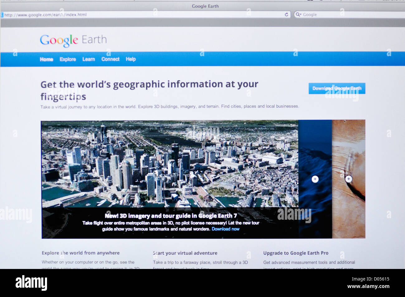 Google Earth sito web Foto Stock
