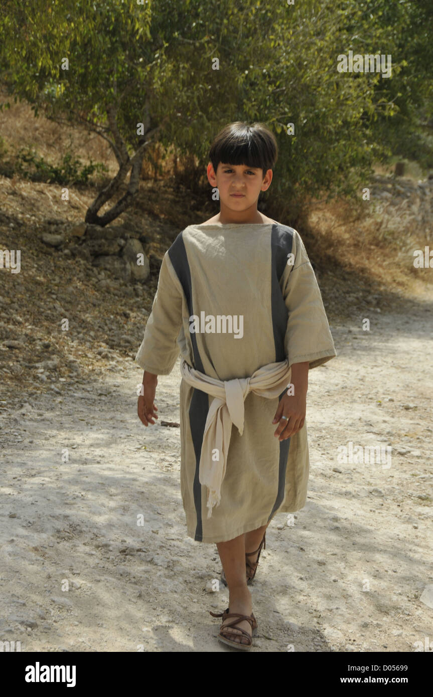 Ragazzo in Israele a Nazareth village museum Foto Stock