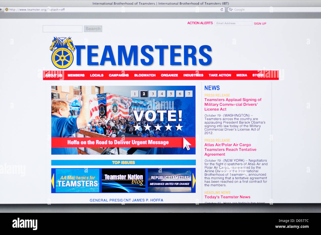 La fratellanza internazionale dei Teamsters lavoratori sito web di unione Foto Stock