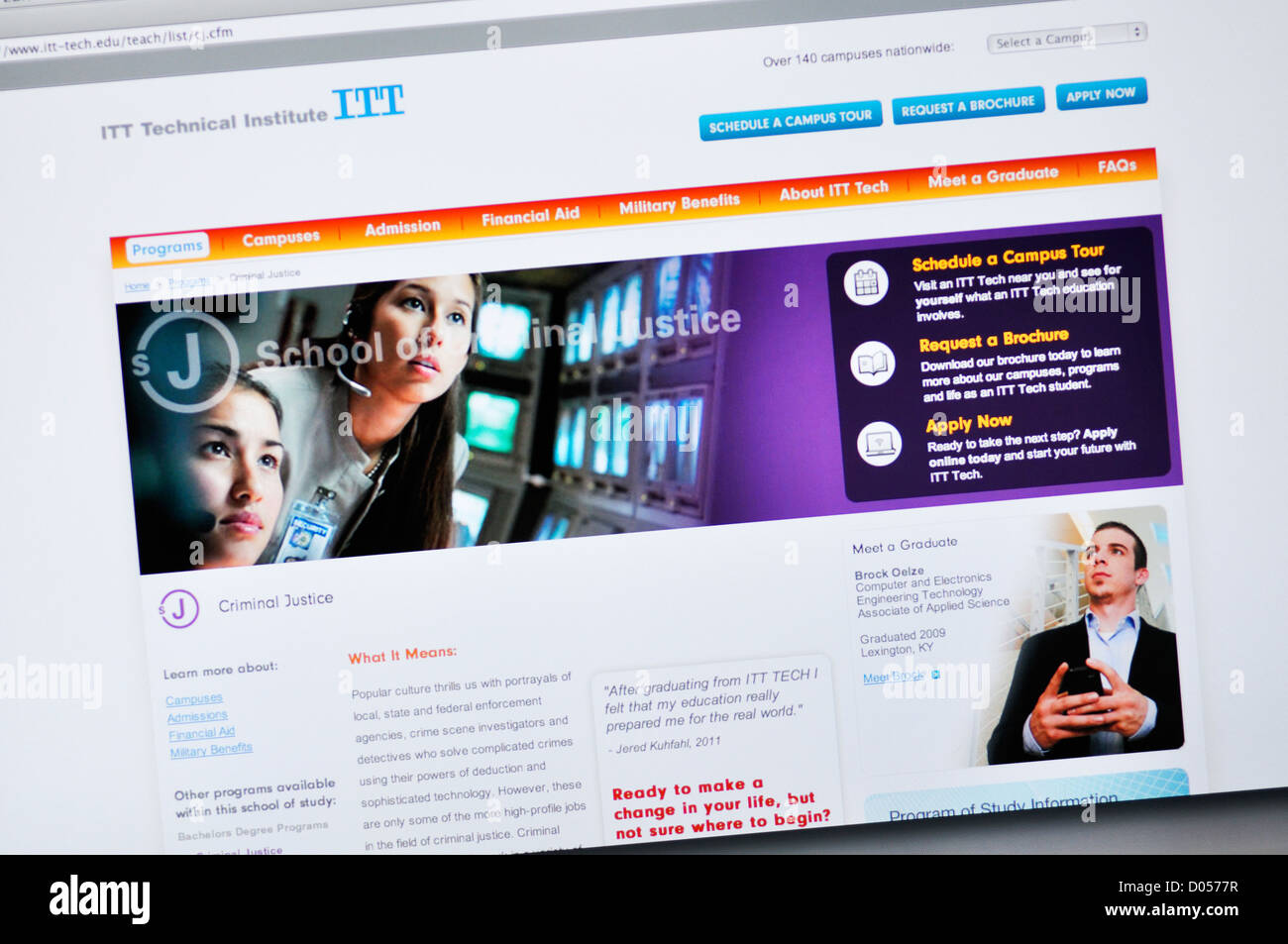 ITT Istituto Tecnico Sito web - online tech istruzione Foto Stock