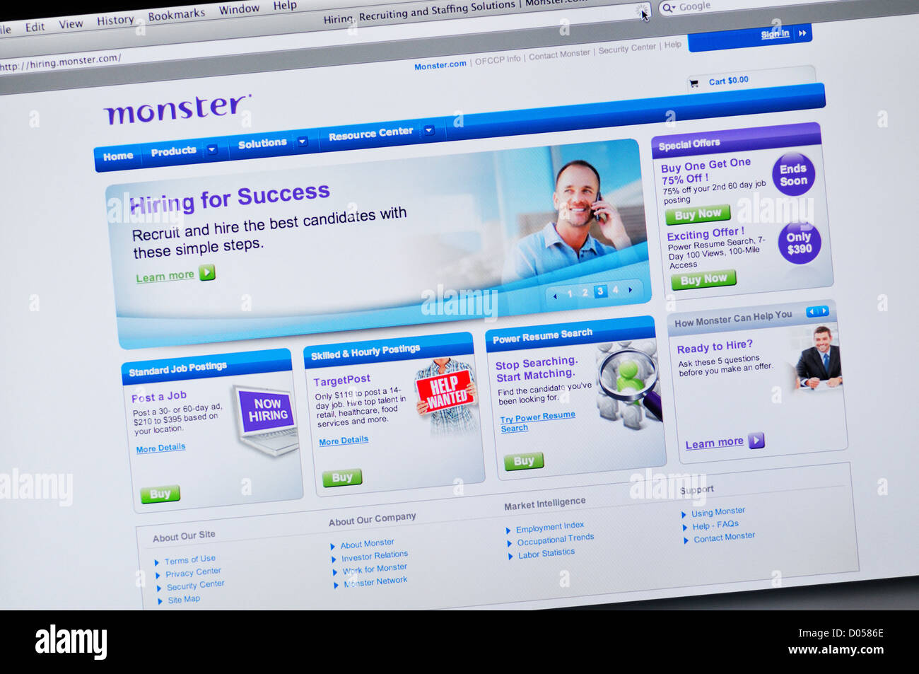 Sito web Monster.com - job search engine Foto Stock