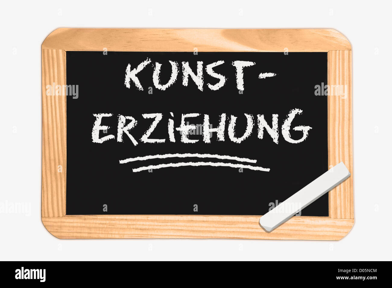 Dettaglio foto di una lavagna con il tedesco iscrizione arte, bianco gesso si trova in un angolo Foto Stock