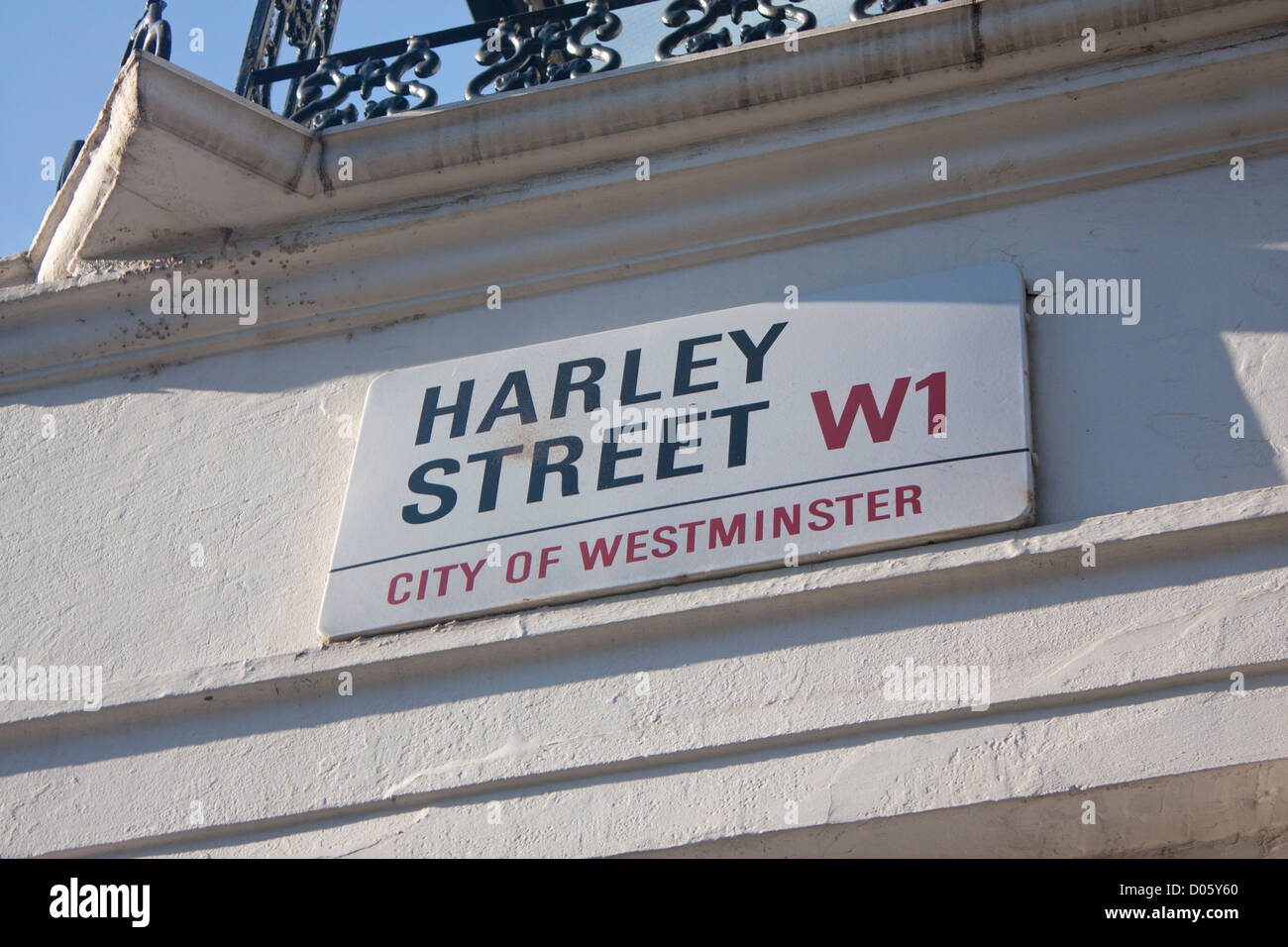 Harley Street W1 segno Londra Inghilterra REGNO UNITO Foto Stock
