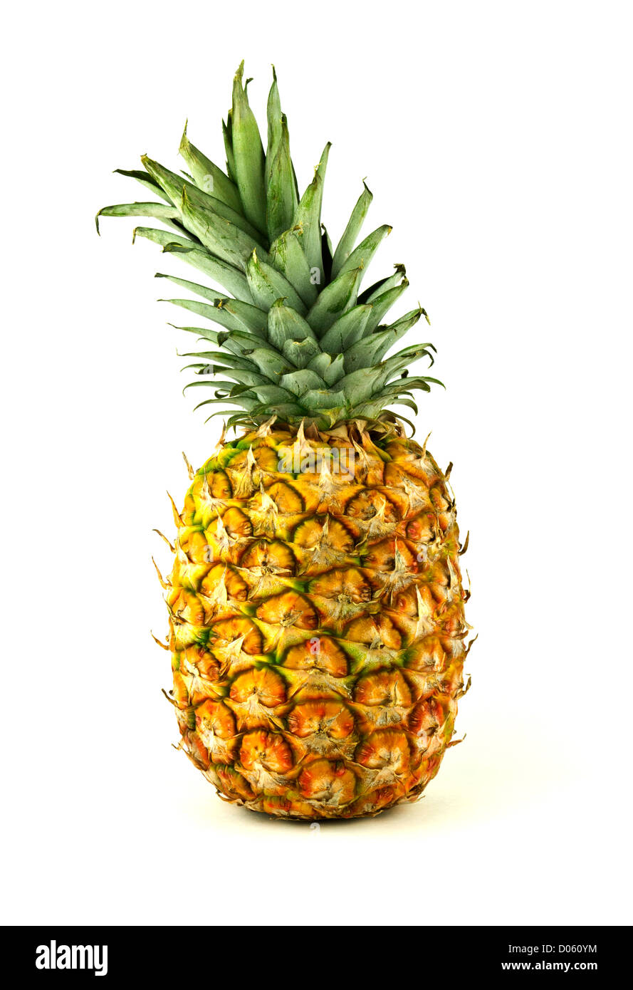 Golden delicious tropical ananas frutta isolato su sfondo bianco. Foto Stock