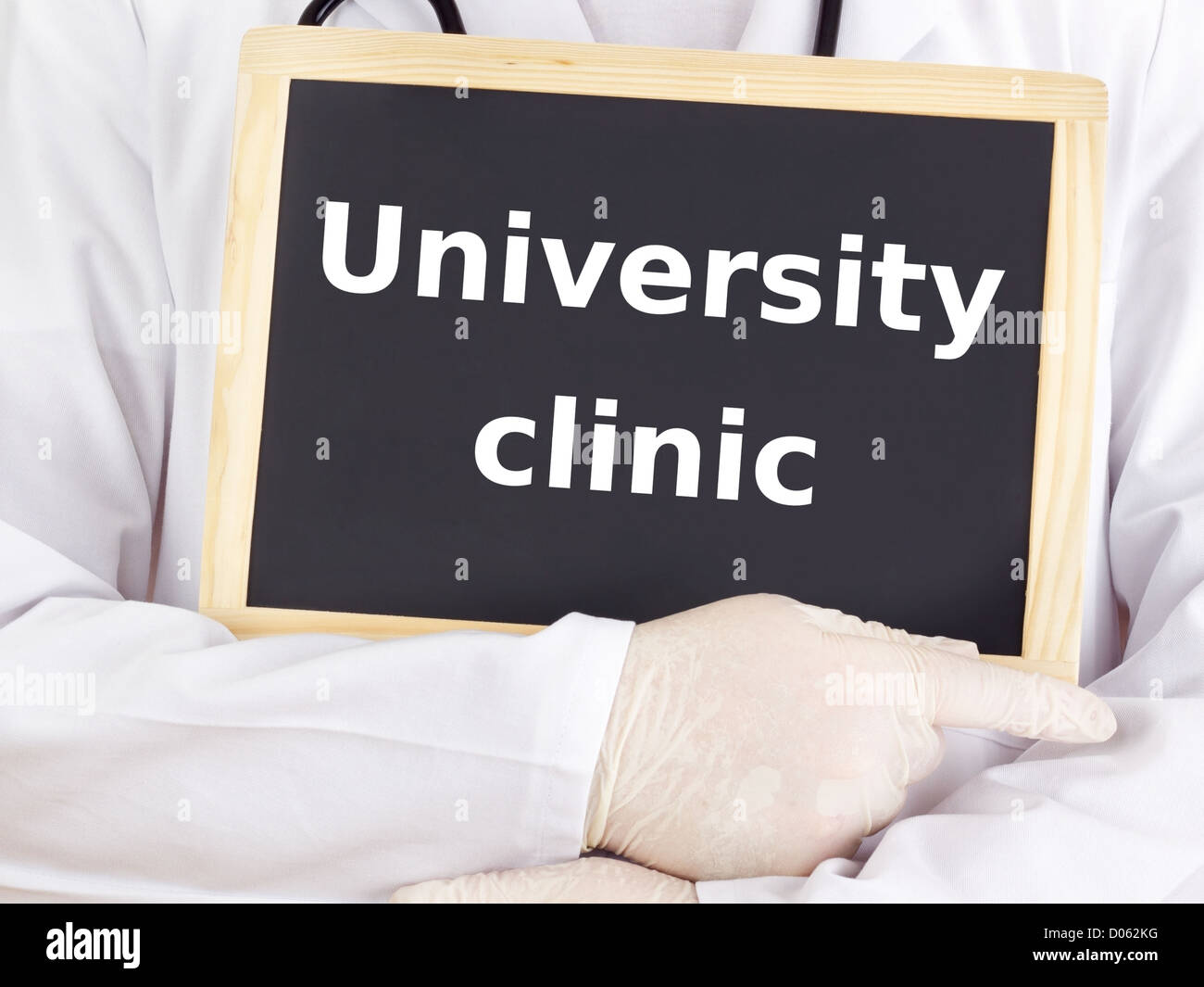 Medico mostra informazioni: clinica universitaria Foto Stock