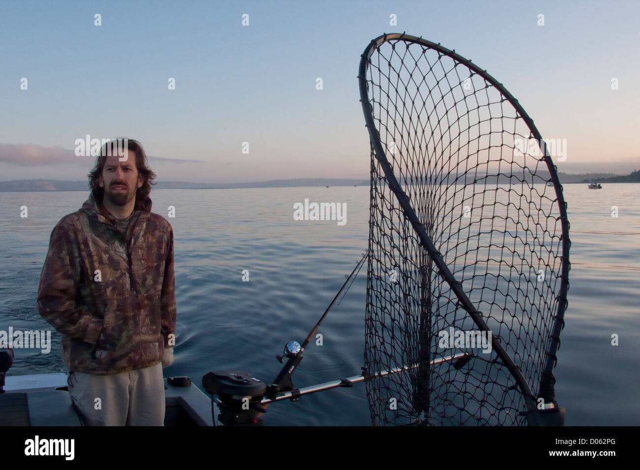 La pesca al salmone, Puget Sound, Washington Foto Stock