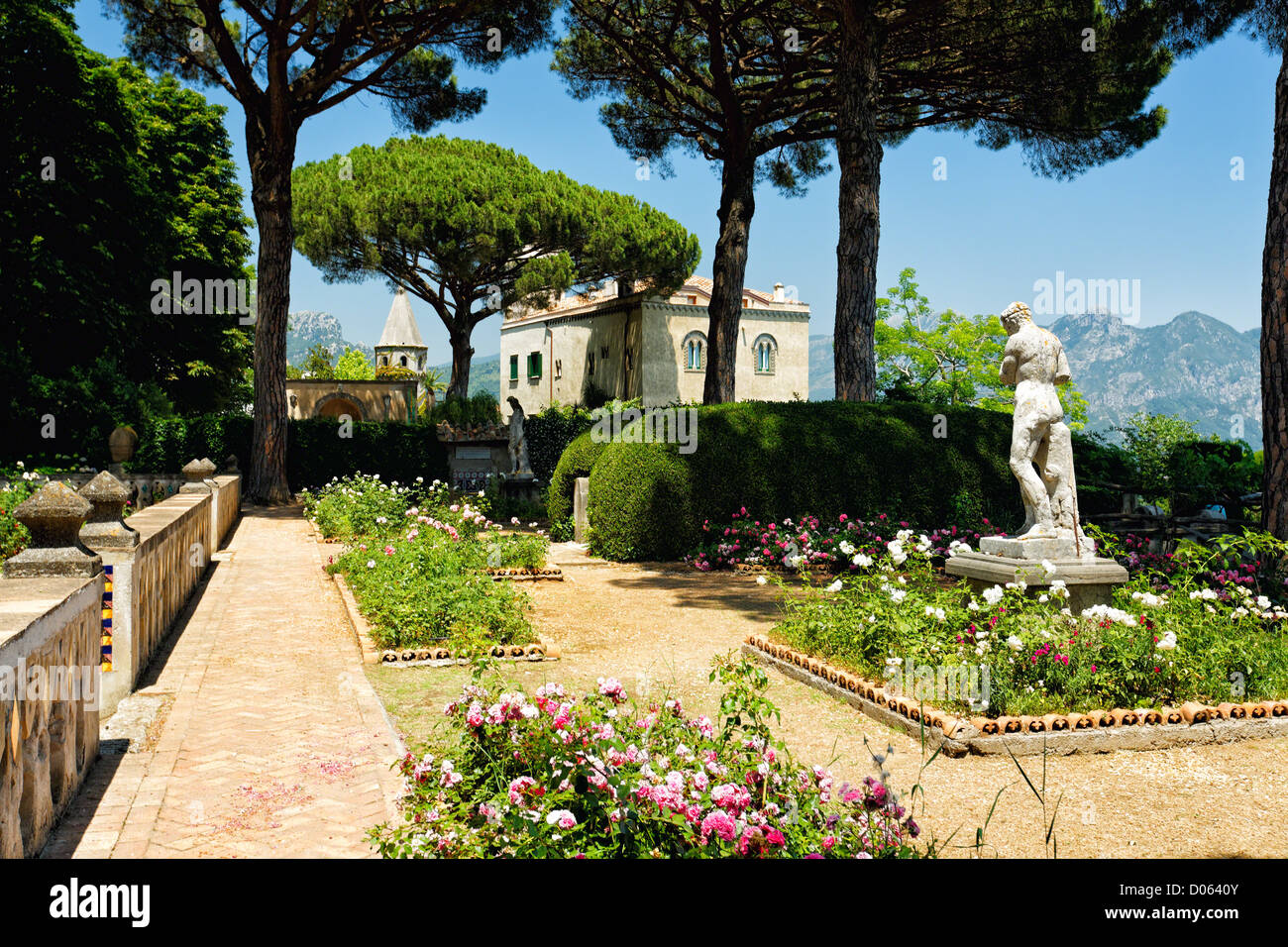 Vista Giardino, Villa Cimbrone, Ravello, Campania, Italia Foto Stock