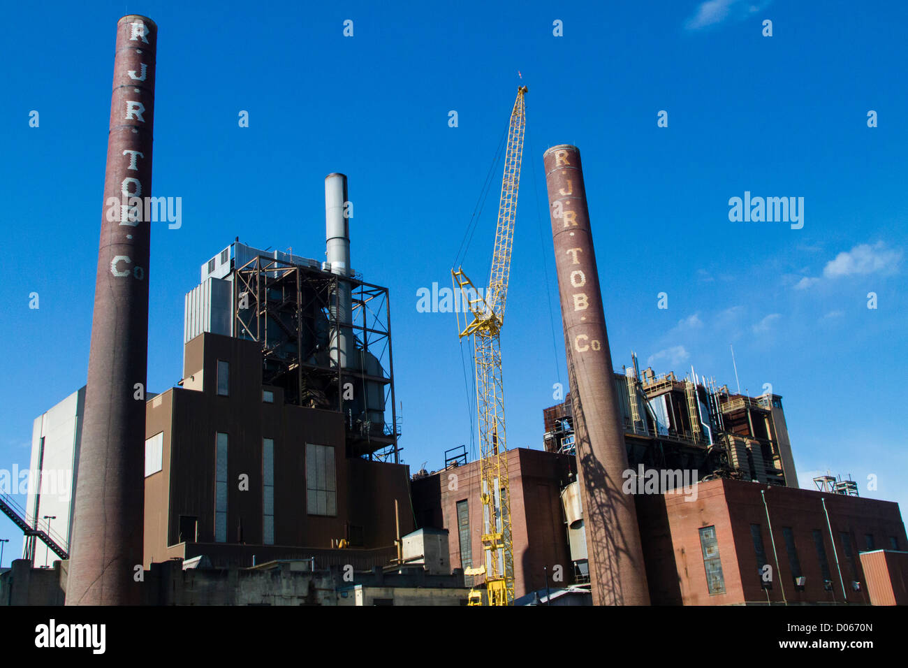 RJ Reynolds Tobacco Company fabbrica di sigarette in downtown Winston-Salem NC- 2012 Foto Stock