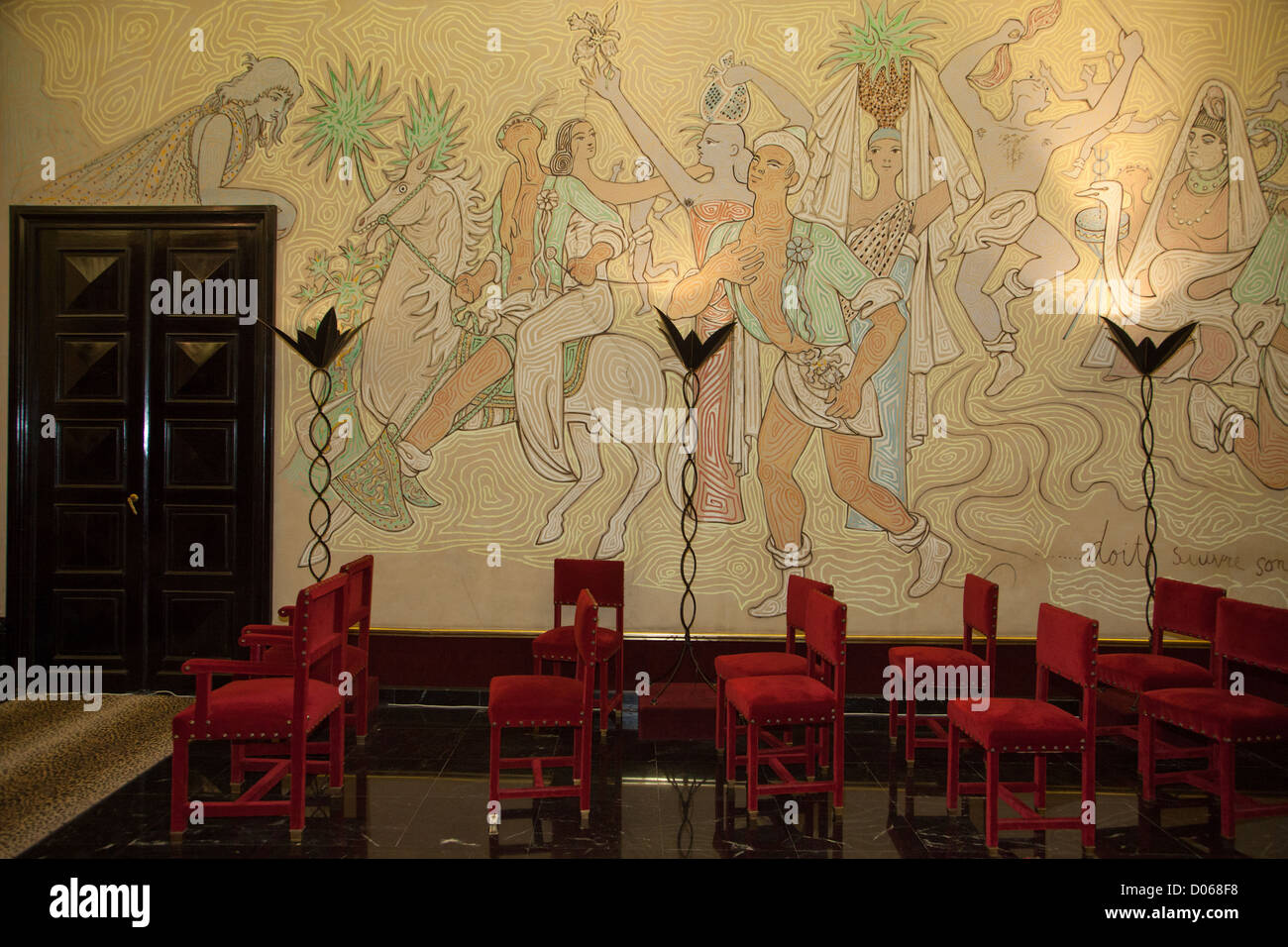 Il matrimonio dipinto di Jean Cocteau 1957-1958 DECOR IN SALA PER MATRIMONI MENTON SINDACO DELL'UFFICIO MENTON ALPES-MARITIMES (06) FRANCIA Foto Stock