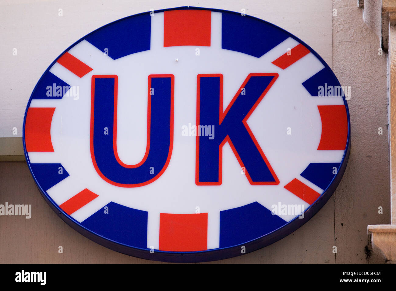Regno Unito segno ovale con unione Jack Foto Stock